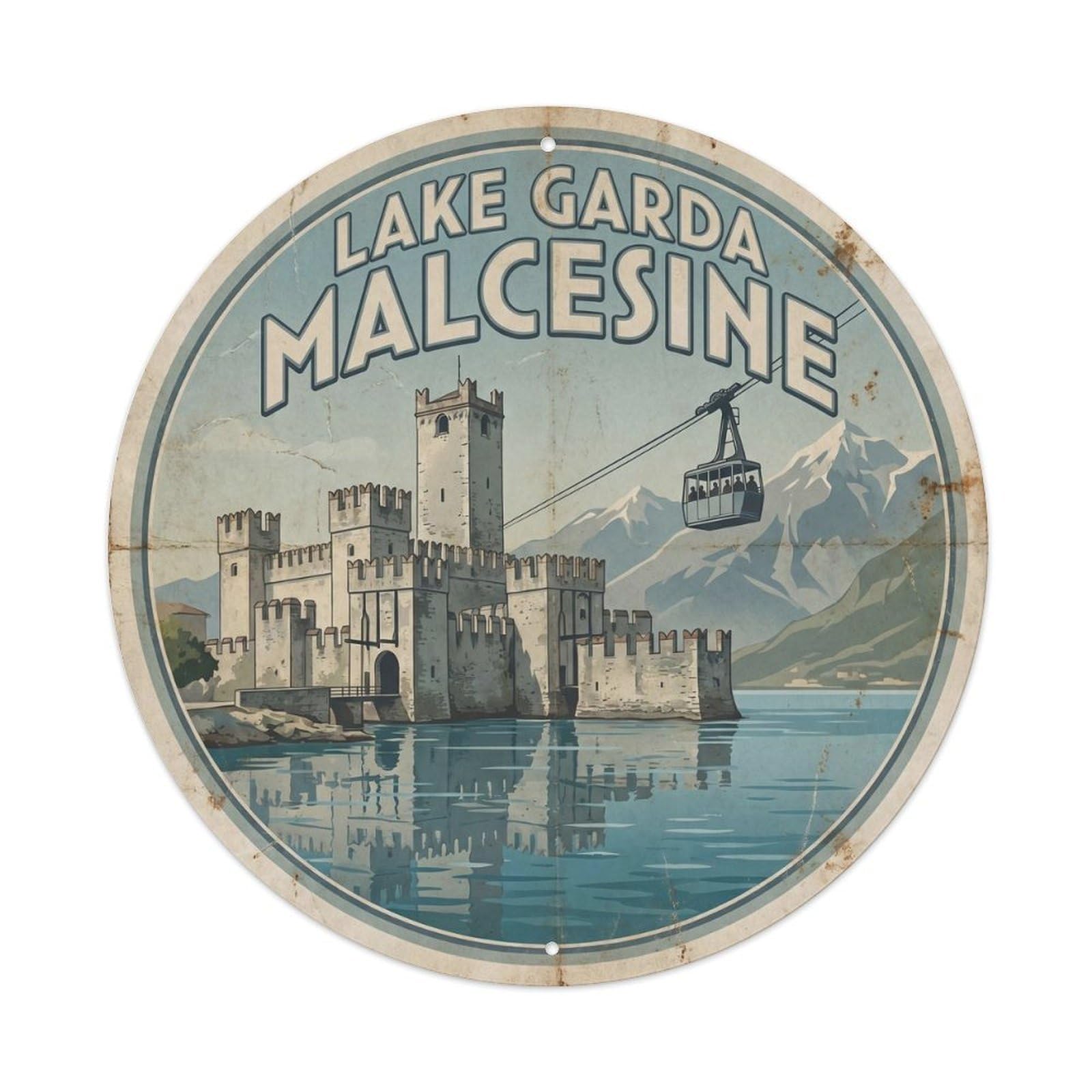 Olhnbad Style Lake Garda Malcesine Travel Culture Retro Metal Tin Sign