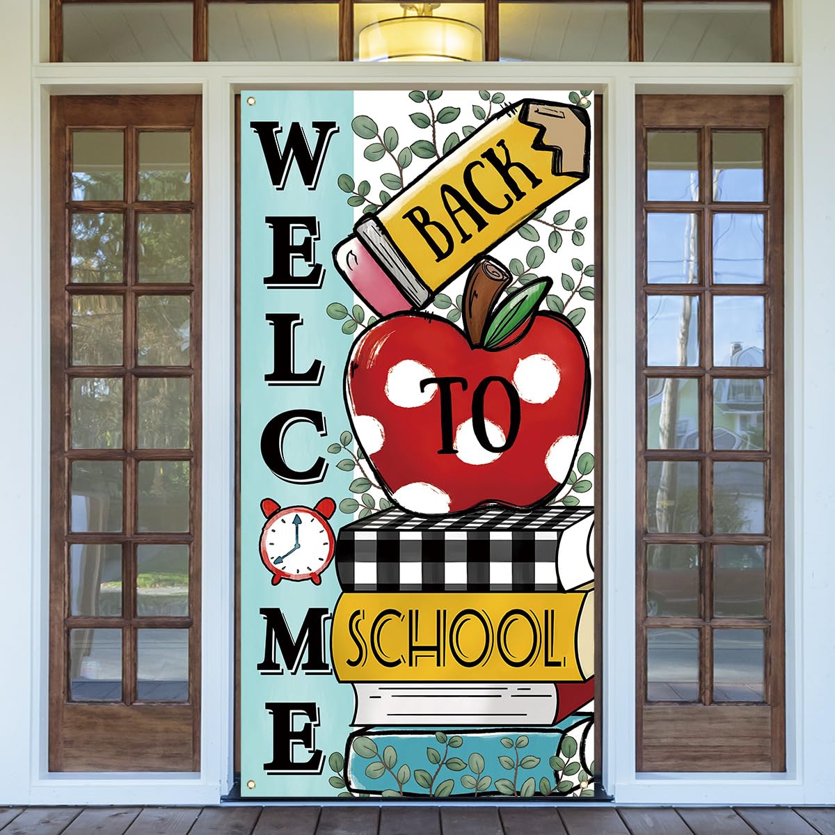Yarcooly Back to School Decorations First Day of School Door Cover Welcome Back to School Banner Welcome Back to School Decorations for School