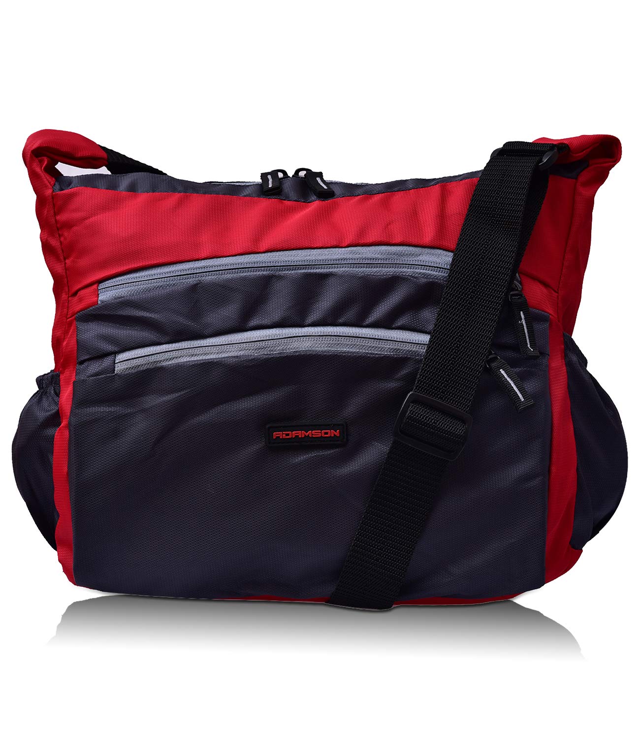 ADAMSON unisex front double pockets red slingbag, messanger bag, side bag, executive bag for travels, college, business, holiday trip ASB-071