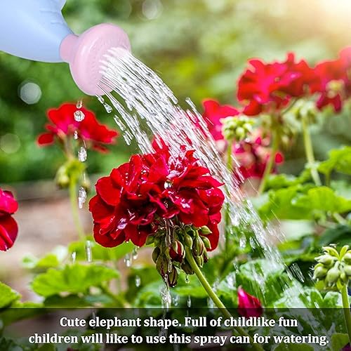 Miniatura 3 de Regadera de plástico de 0.4 galones, pequeña, ligera, linda, para interiores y exteriores, regadera con cabezal de ducha, elefante rosa