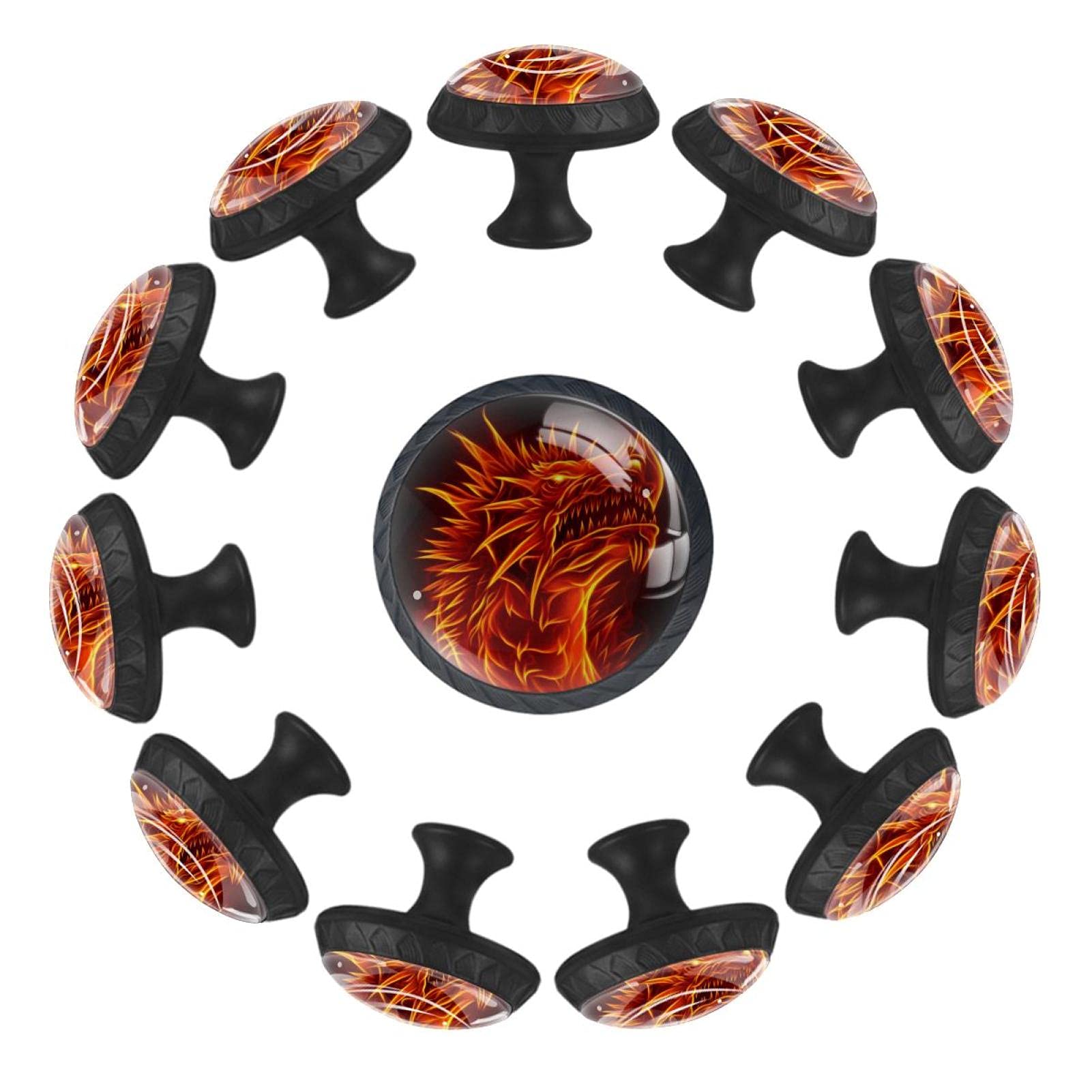 Boutons de tiroir dragon chinois ronds 35 mm au design fantastique lot de 12