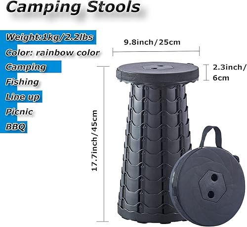 Miniatura 2 de Taburete plegable portátil mejorado, asiento retráctil para adultos al aire libre, viajes, barbacoa, pesca, espera en línea, silla ligera 2023 de