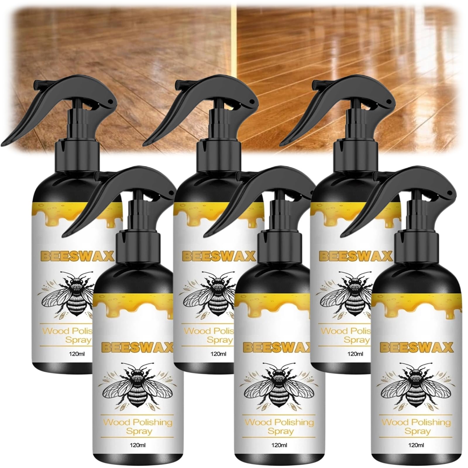 Bienenwachs-Holzpolitur-Spray, Pflege von Möbeloberflächen, Konzentrierte Beschichtung zur Wiederherstellung des Glanzes und zum Abdecken feiner Kratzer, Stellt den Glanz und die Textur des (6pcs)