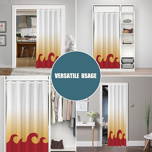 Miniatura 4 de JUNHAOLONG Demon Rengoku Kyoujurou - Cortinas opacas para puerta de anime, para armario de dormitorio de niños, con ojales, aislamiento térmico,