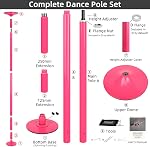 PRIOR FITNESS Premium Dance Pole Removable 45mm Spinning & Static Dancing Pole Heavy-Duty Steel Pole Dancing Pole, Adjustable Height Professional Grade Excellent for Home Exercise Club Gym