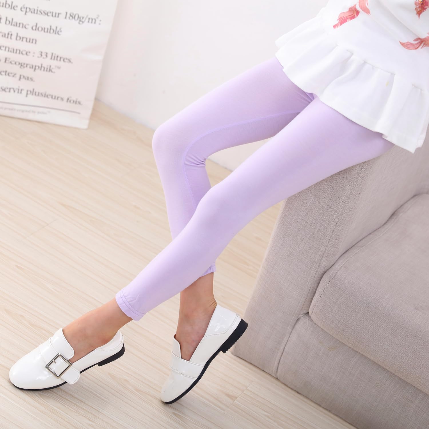 EEZYCHOIC 6 Pack Girls Basic Leggings Cotton Baby Girls' Leggings Soft Footless Stretchy Tights Pants - Image 4