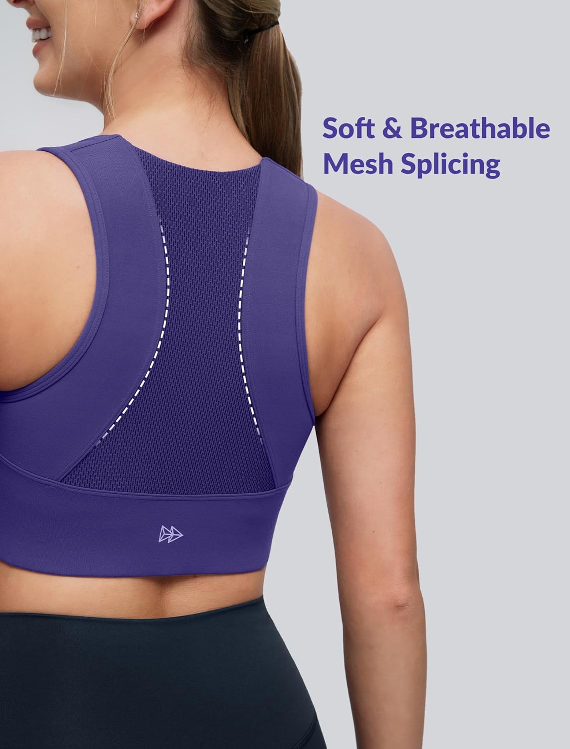 Yvette Yoga Bra Racerback & Mesh Panels Square Neck Fixed Cups Sports Bra for Women Light Support Workout Tank Top - Image 3