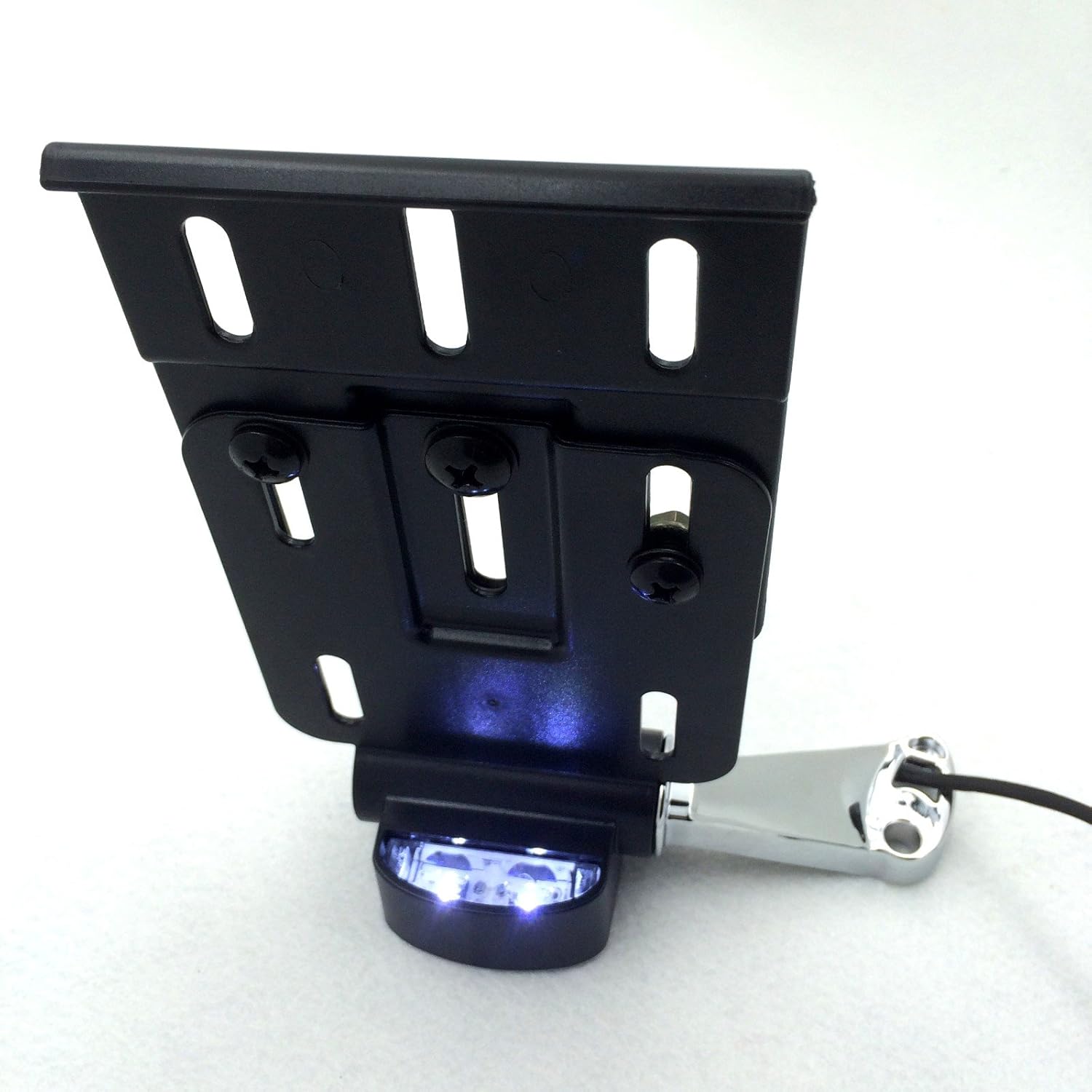 XKMT-Black Adjustable License Plate Side Mount Bracket with LED light Compatible With 2005-2010 2011 2012 2013 2014 2015 Harley Sportster 883 Nightster XL883N XL1200N XL1200L XL1200X [B019DKIAFE]