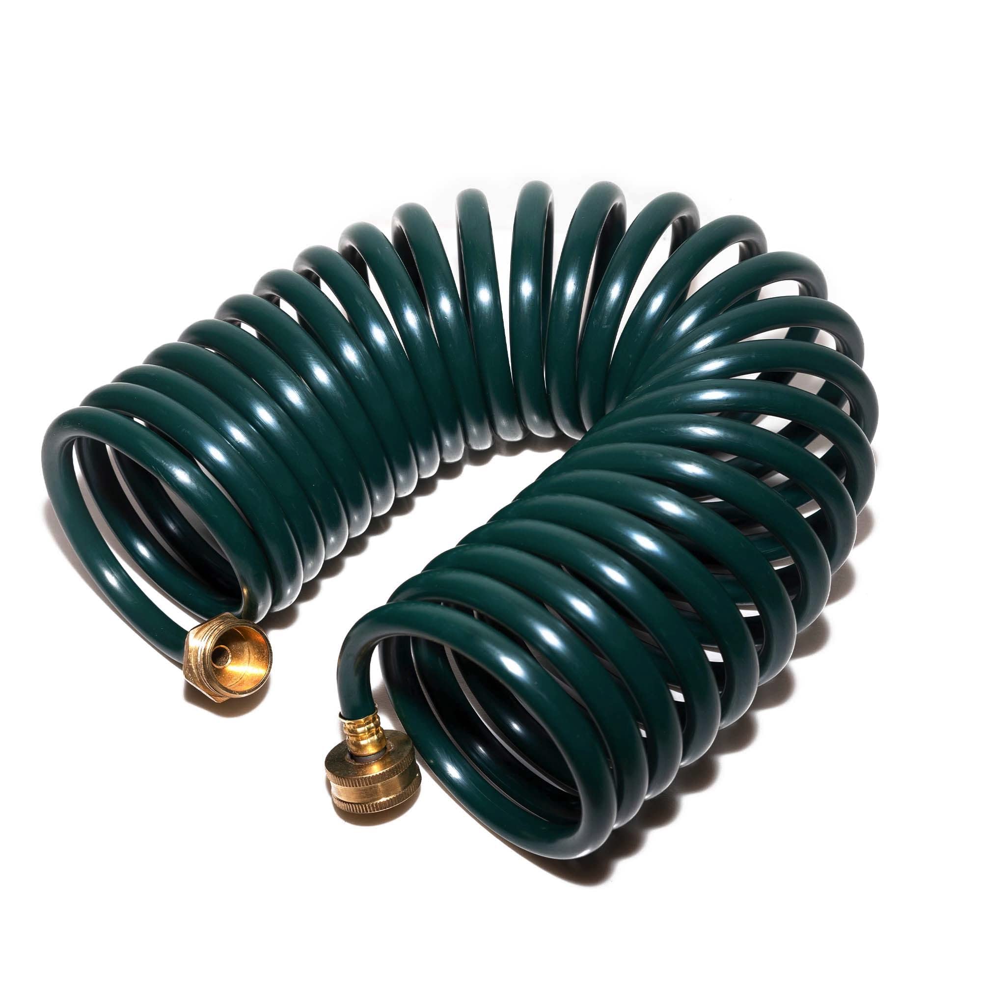 Lightweight EVA Recoil Garden Hose: Retractable Coil Water Hoses with 3/4" GHT Solid Brass Fittings - Corrosion Resistant for Outdoor Lawn Boat (50FT, Green)