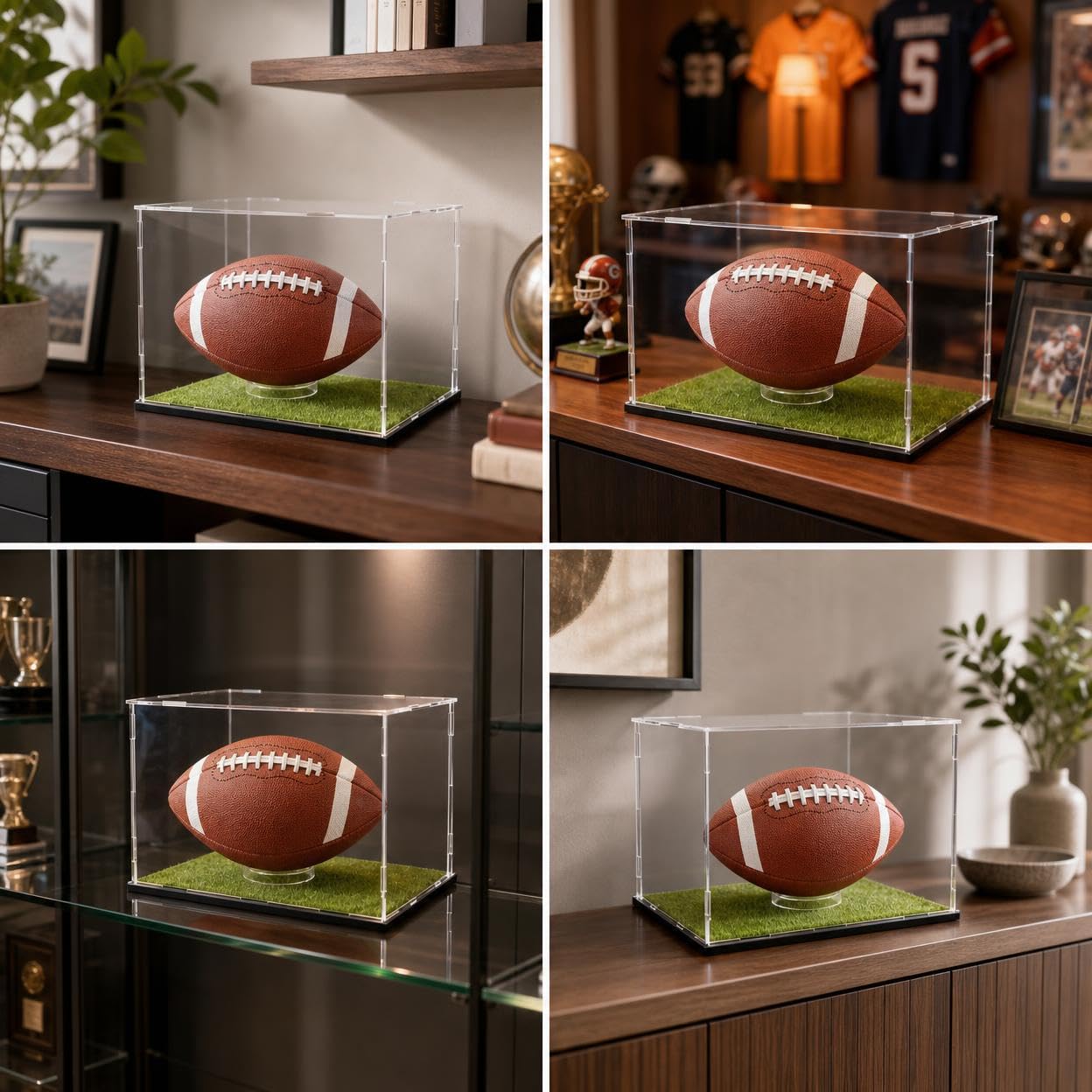 Contenitore Acrilico Trasparente con Supporto Scatola per Pallone da Nera Inserto Sintetica Adatto a Esposizione, 30 * 20 * 20cm