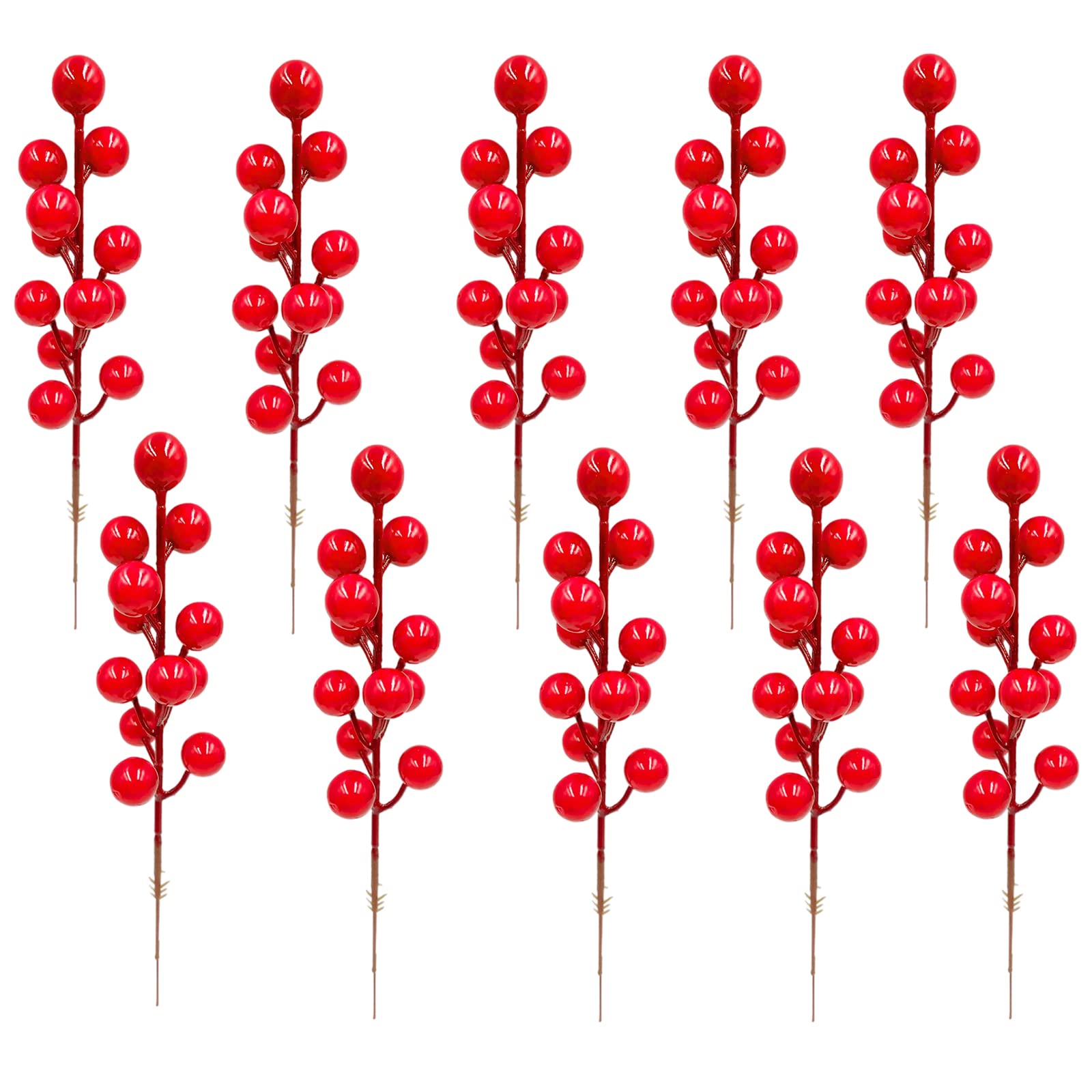 10pcs Christmas Holly Berries Artificial Berries Red Berry for Christmas Wreath Making Supplies,Picks Winter Berry Branches Red Berries on Stems for Xmas Tree,DIY Craft,Christmas Party Decorations