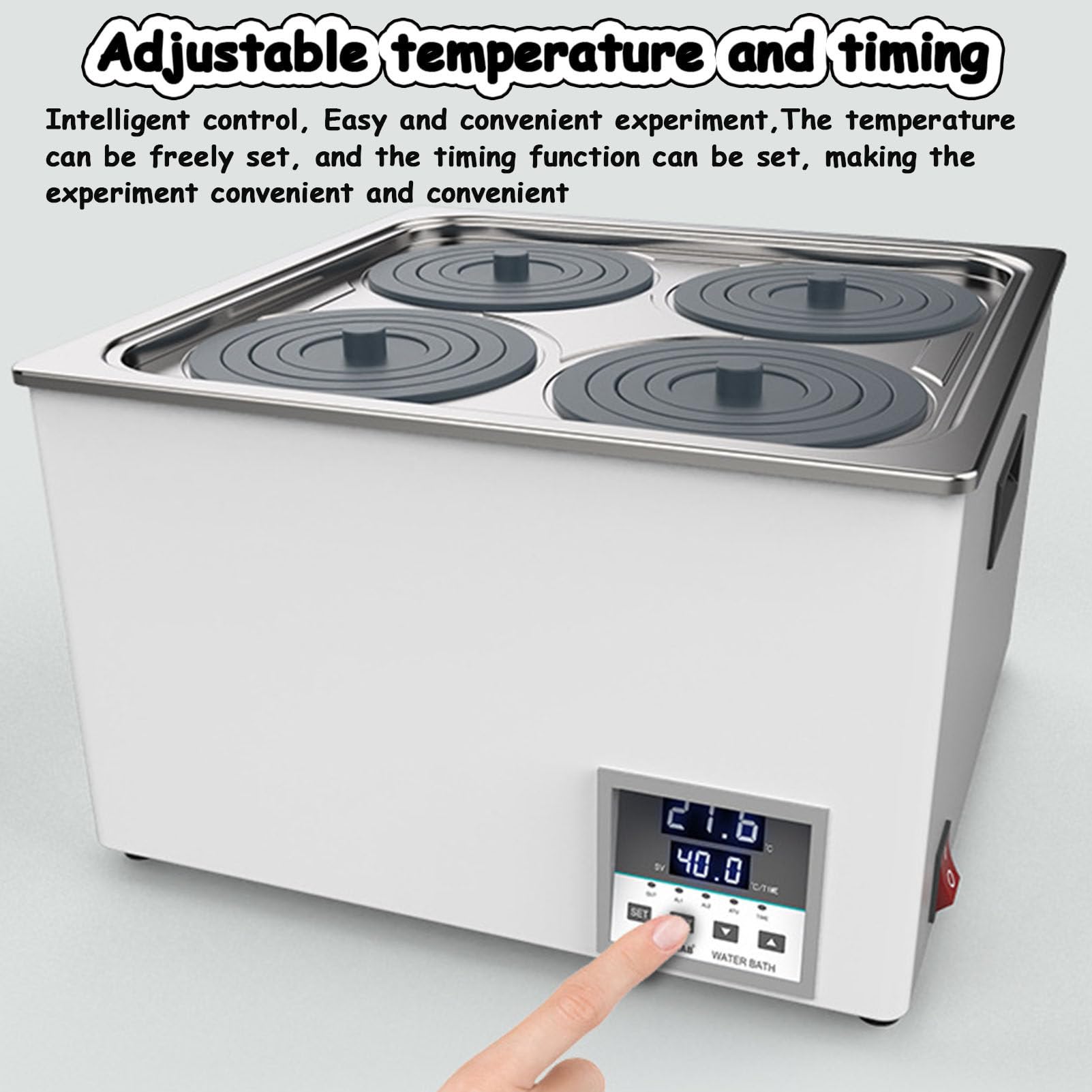 Baño de agua termostático digital de laboratorio con función de sincronización y anticombustión en seco, forro de acero inoxidable, para uso en laboratorio científico