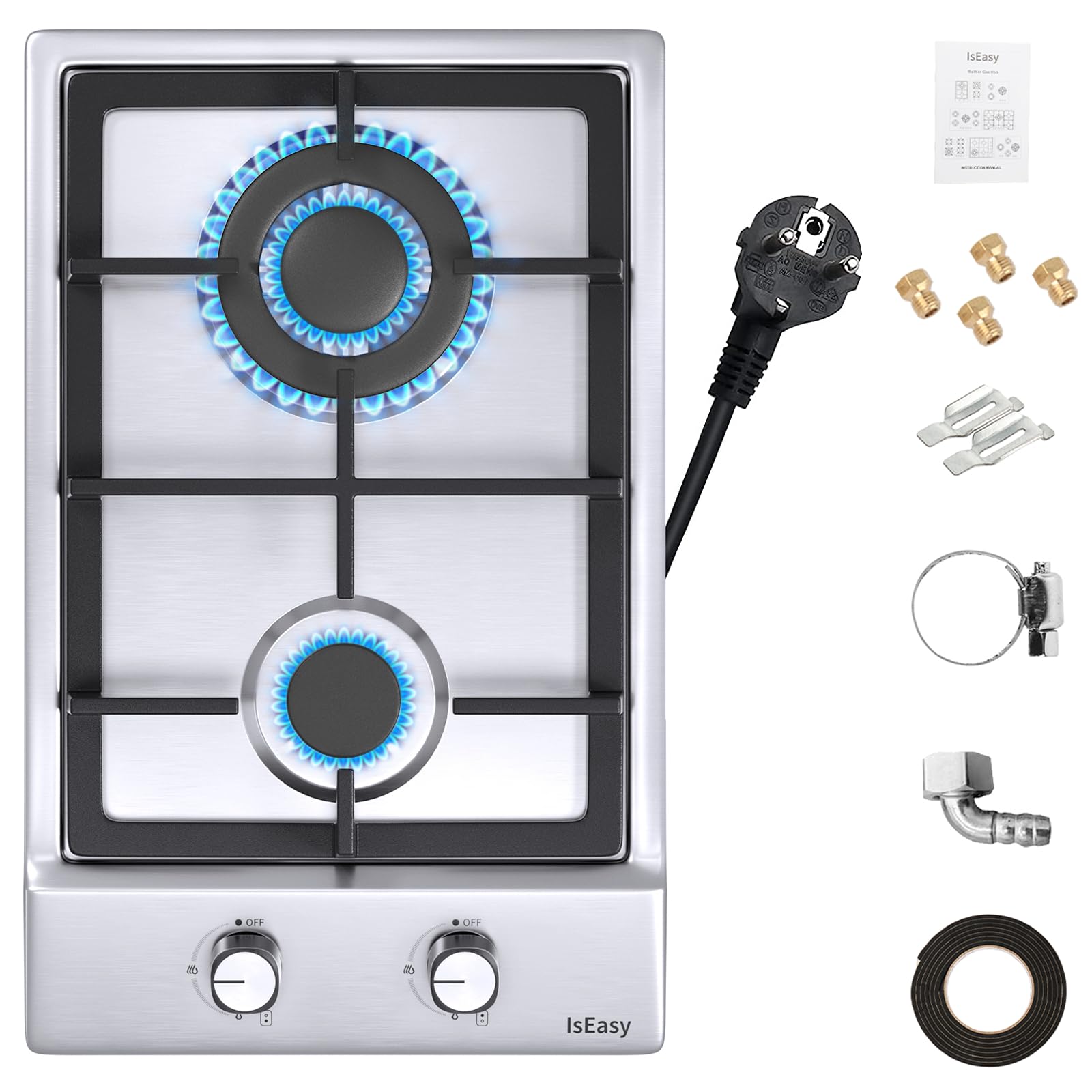Plaque de Cuisson Gaz 2 Feux Inox 30cm Encastrable IsEasy