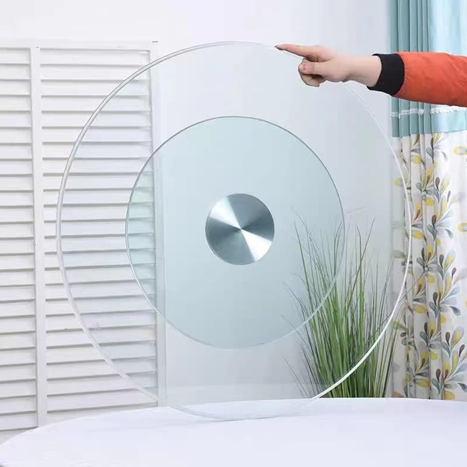 Soporte redondo para pasteles de 60 cm, plato giratorio transparente con base de aluminio, perfecto para cocinas, comedores, fiestas y bodas