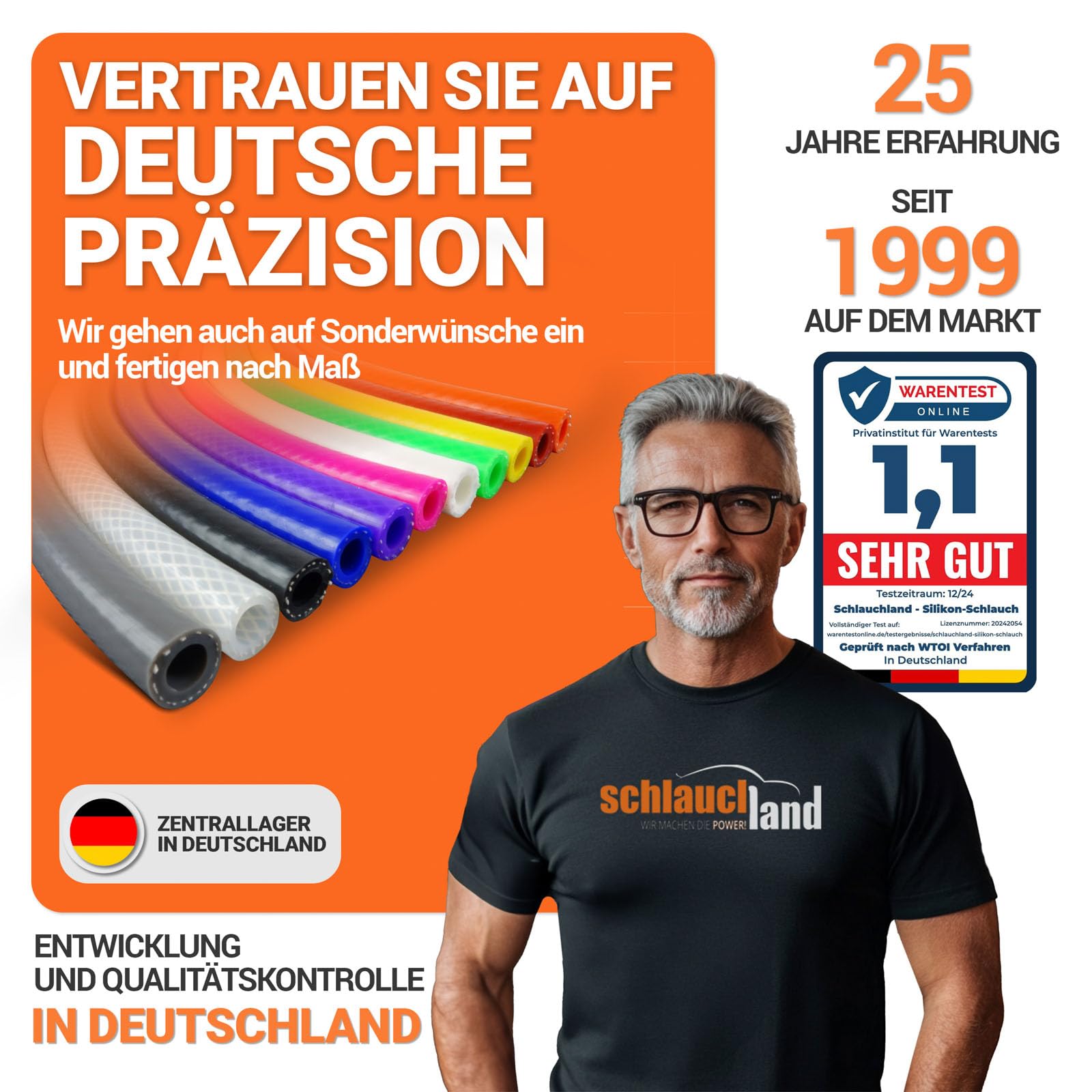 1m Silikonschlauch VARIO ID-Ø 19mm schwarz 200°C | GROSSE AUSWAHL | Unterdruckschlauch Vakuum Druck Schlauch Kühlwasserschlauch Kühler Kühlmittel Druckluft Silikon Gewebe Gummi flexibel| PREMIUM