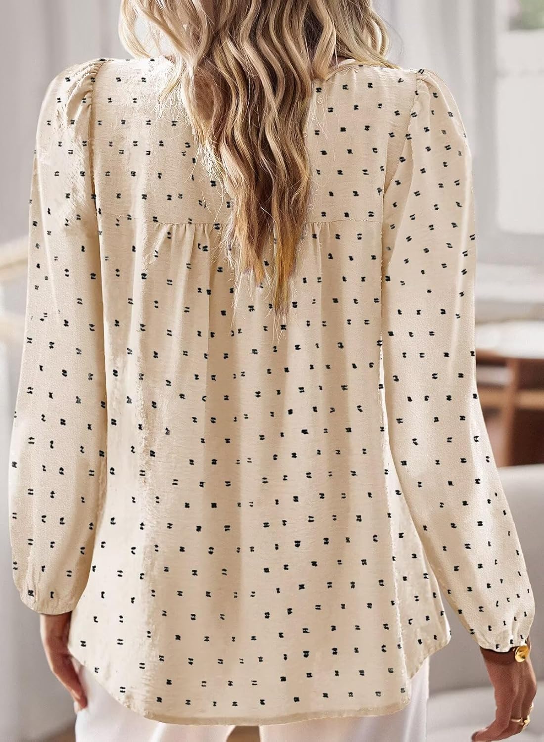 Boho Tops for Women Long Sleeve Shirts Crewneck Flowy Womens Blouses Dressy Casual Lace Hem Clothing Trendy 2026 - Image 3