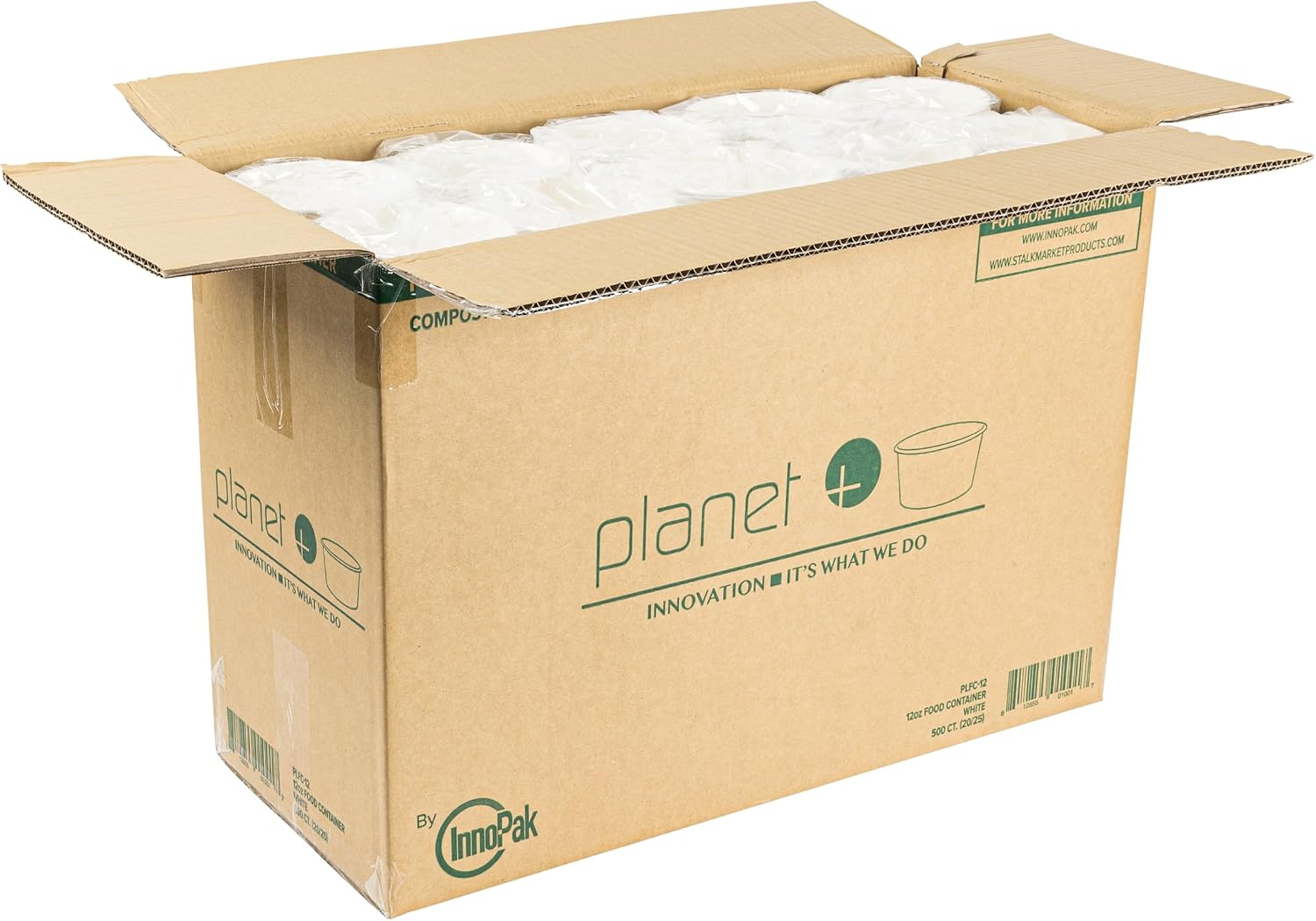 Planet+ 100% Compostable PLA Laminated Food Container, 12-Ounce, 500-Count Case