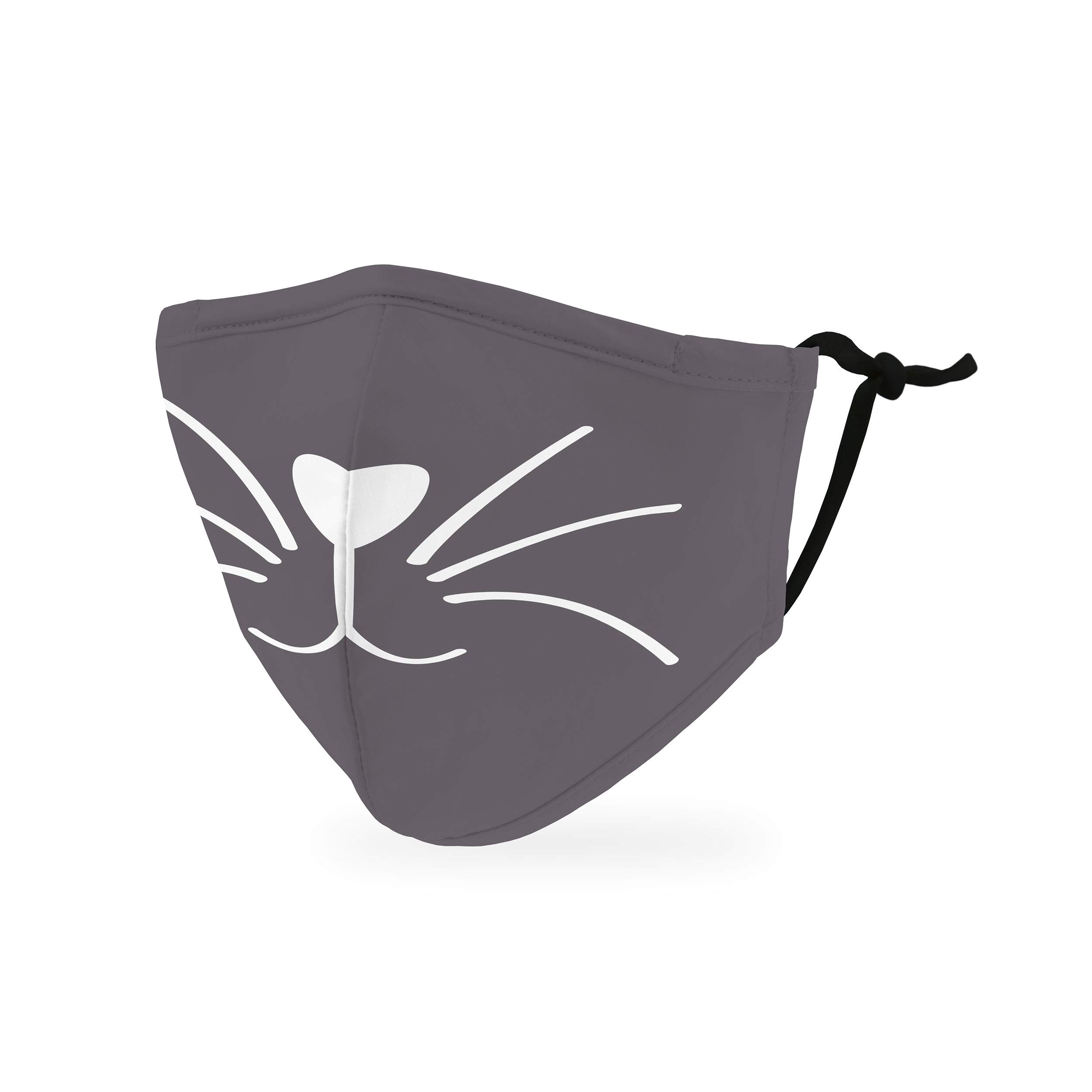 Masque En Tissu Lavable Pour Enfant - Taille 6" X 5" - Poche Pour Filtre PM2,5 - Courroies Réglables - Motif Chat