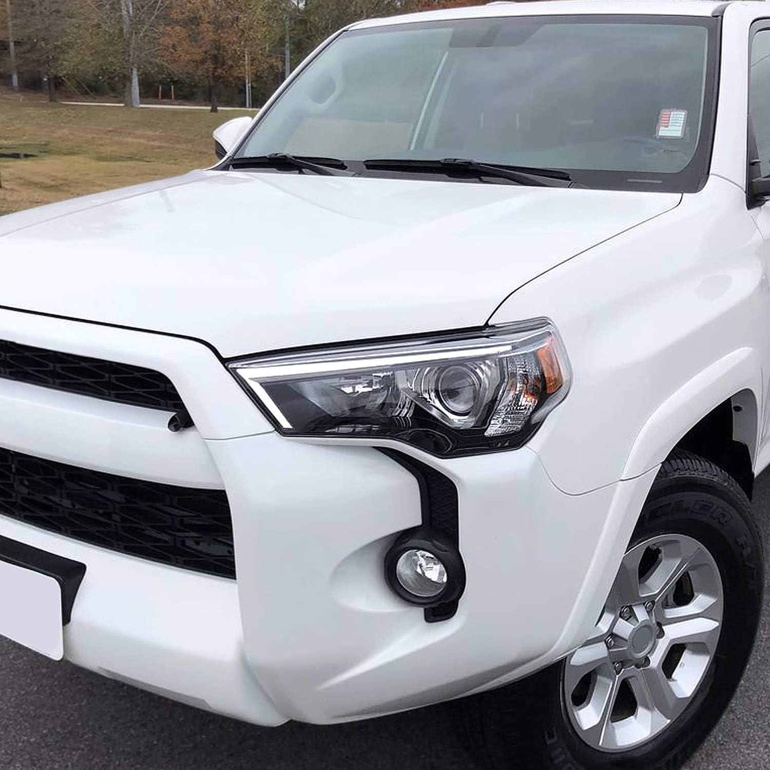 Auto Dynasty Factory Style Projector Headlight Lamp Compatible with Toyota 4Runner 2014-2020, Driver Left Side, Chrome Housing Amber Corner