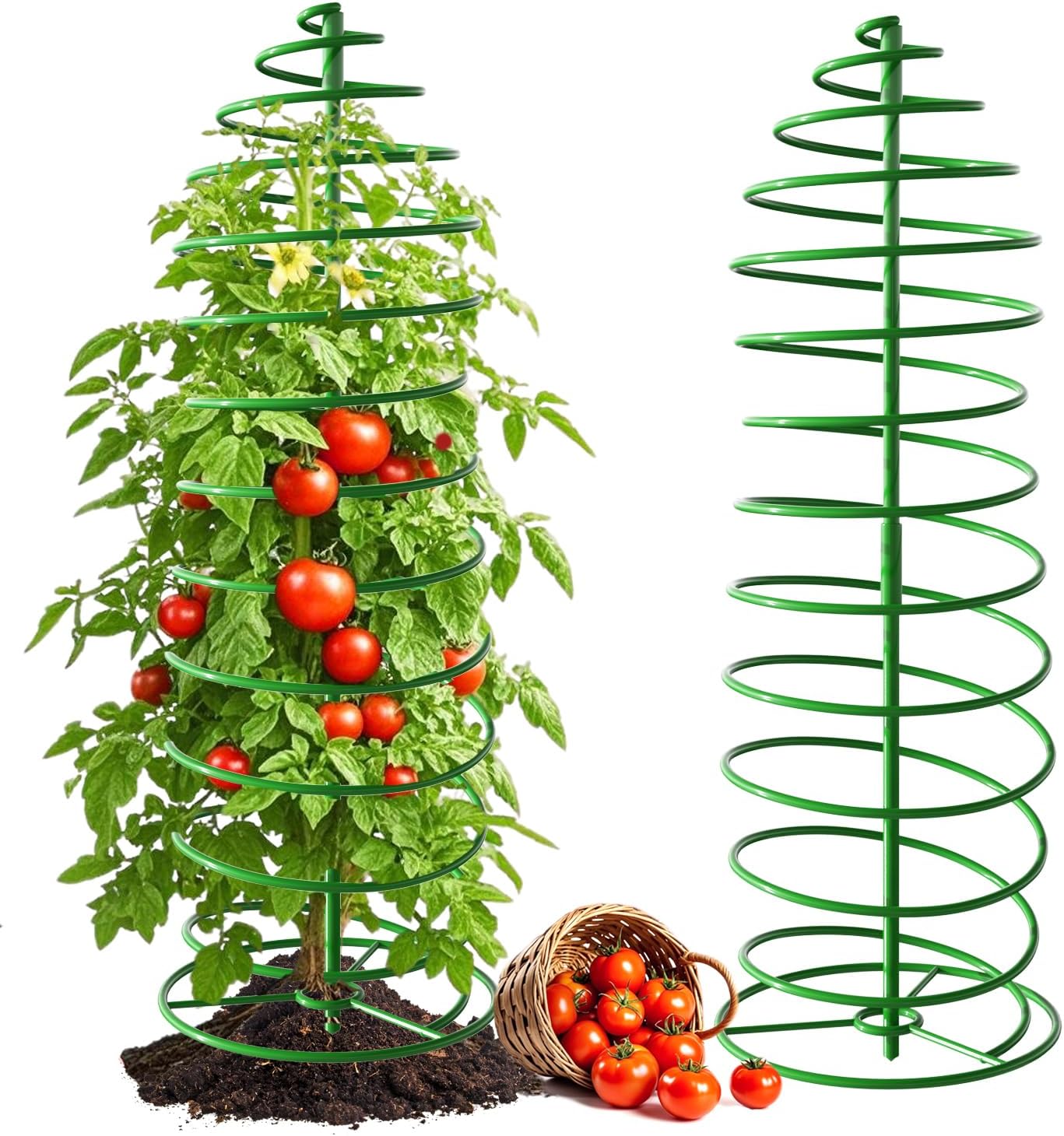 MAGABELI Garden & Home 2 Pack Tomato Cages for Garden Plant Support 42″ Stakes Metal Tomato Trellis Tower for Climbing Plants Vegetables Potted Plants Tomatoes Pea Bean Cucumber Flowers Outdoor