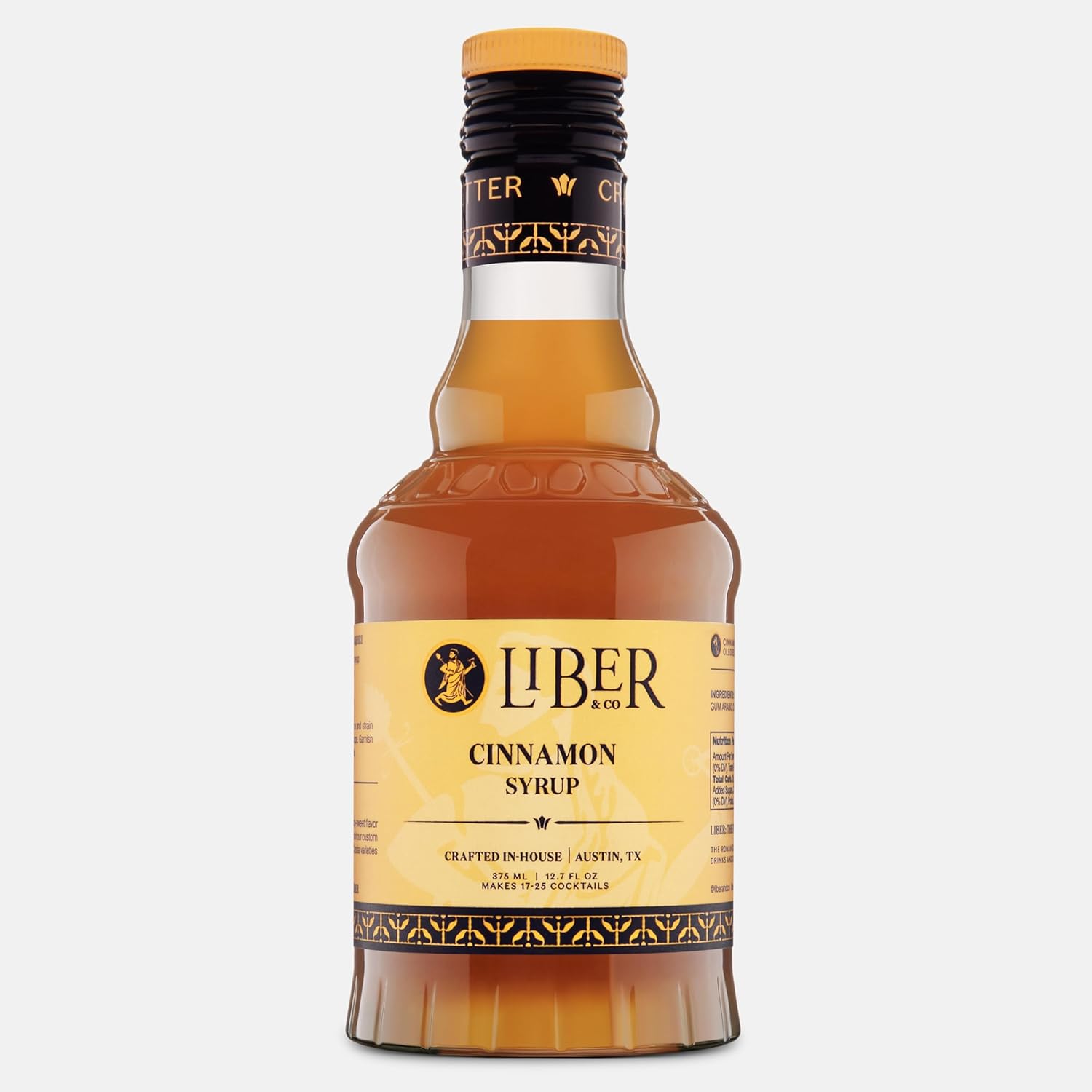 Liber & Co. Cinnamon Syrup for Coffee & Cocktails – Real Cinnamon Oleoresin Drink & Latte Flavoring, Fall & Winter Recipes, Tiki Cocktails – Makes 25 Drinks (12.7 oz)