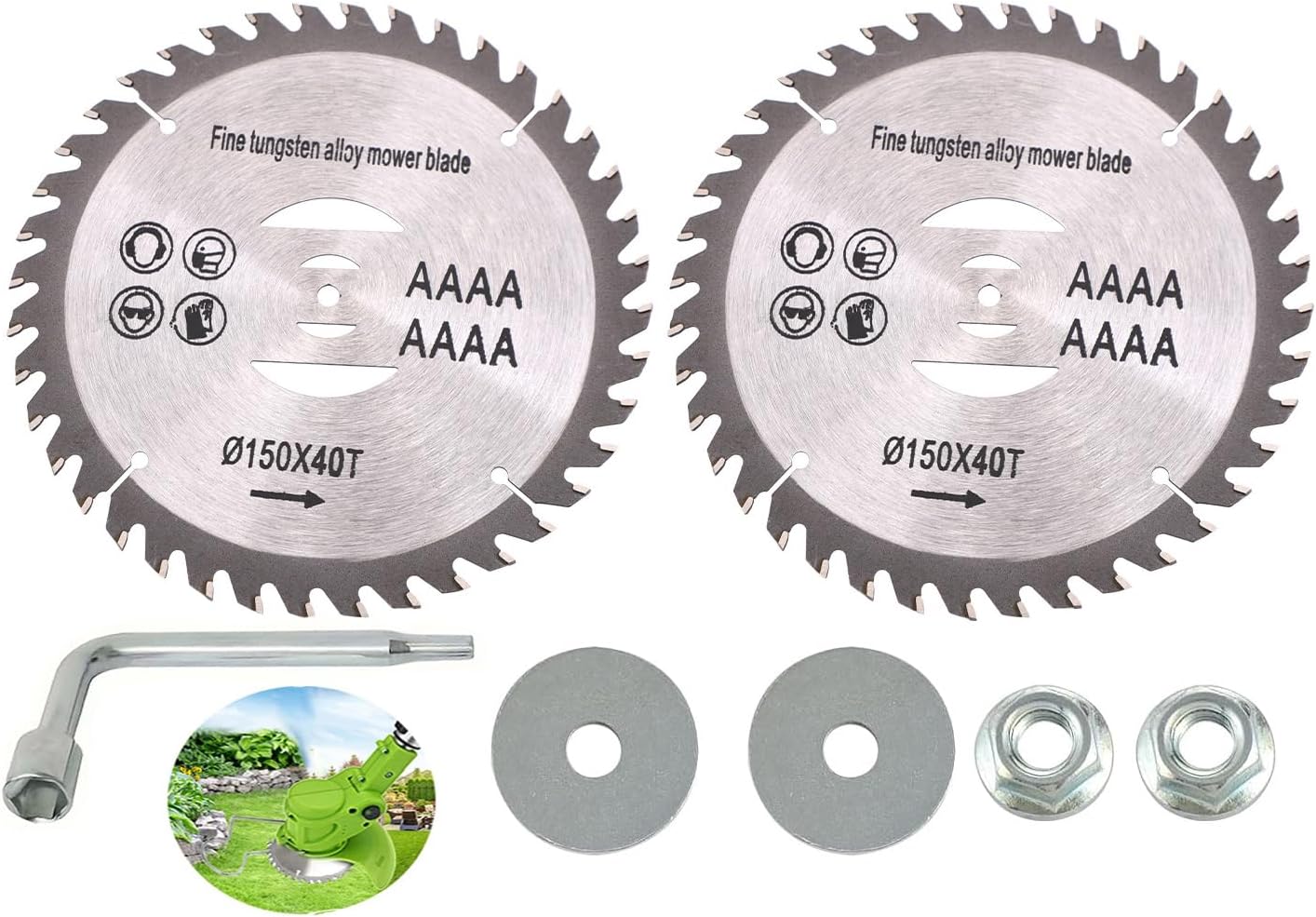 7PCS 6" x40Teeth Carbide Tipped Weed Wacker Blade and Attachment,Brush Cutter Blade for Weedeater, Weed Eater Replacement Saw Blades,Electric Lawn Tool Attachments,Edger Blade for Cutting Grass Weeds
