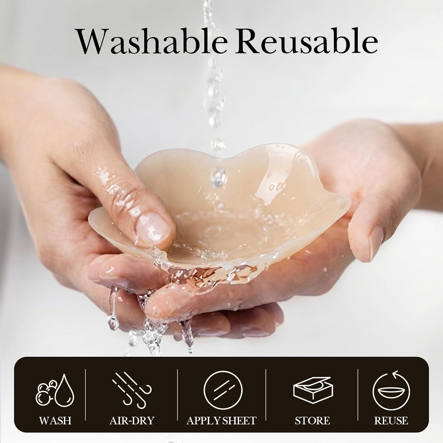 Unittype 5 Pairs Reusable Silicone Adhesive Bra Push Up Strapless Backless Invisible Sticky Bra with Pull Tab Lift