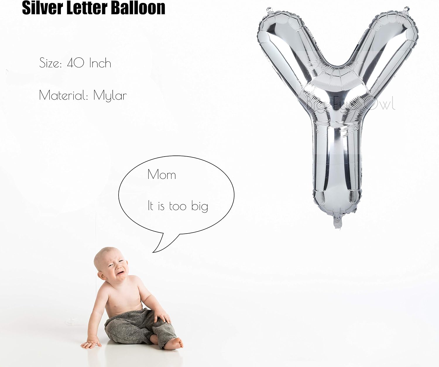40 Inch Giant Silver Letter Y Foil Helium Balloons Big Single Mylar Balloon Birthday Party Decoration Supply Baby Shower (Silver Y) - Image 4