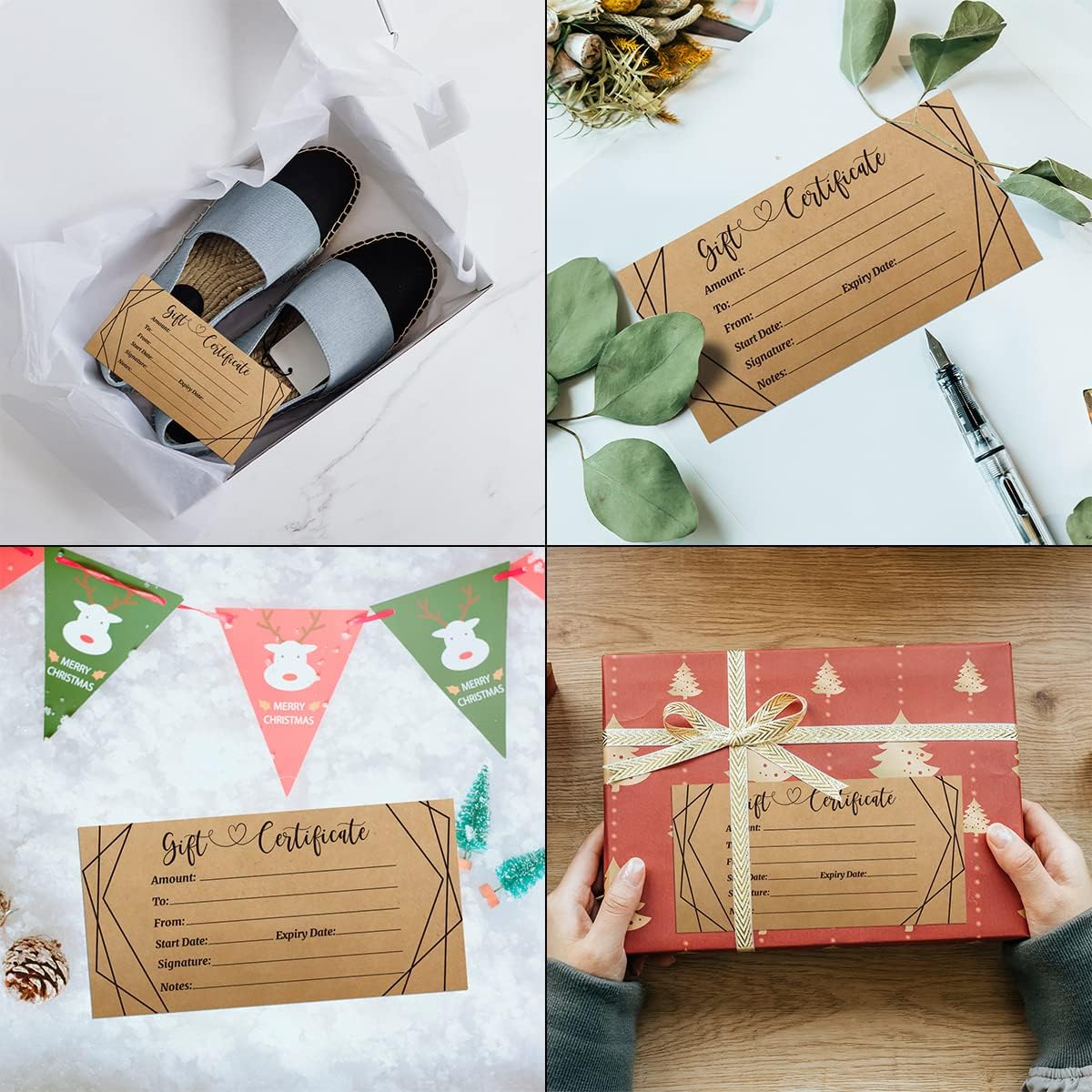 ceiba tree Kraft Blank Gift Certificates for Business 30 Pcs Black Foil Certificate Cards with Envelopes for Salon Restaurants Spa Birthday - Image 7