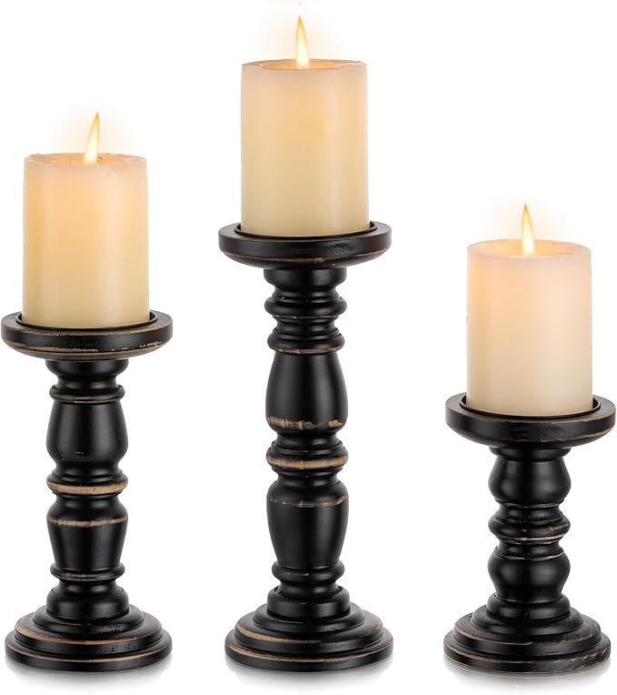 Amazon.com: Inweder Wood Candle Holders for Pillar Candles, Solid ...
