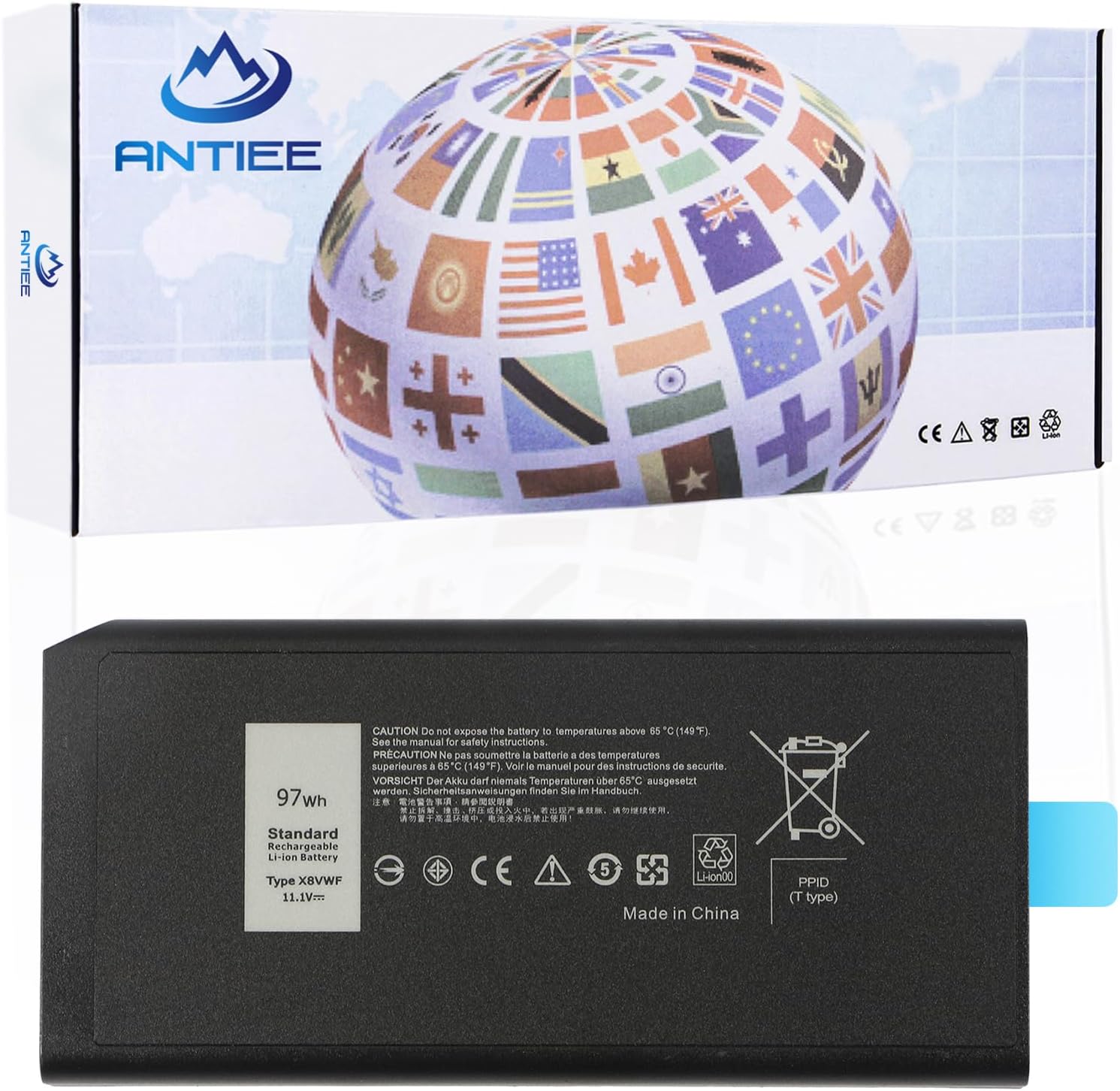 ANTIEE 97Wh X8VWF Laptop Battery for Dell Latitude 14 Rugged 5404 5414 E5404 Extreme 7404 7414 E7404 Series P46G P46G002 P46G001 CJ2K1 VCWGN 4XKN5 YGV51 DKNKD XRJDF XN4KN 453-BBBE 453-BBBD 11.1V