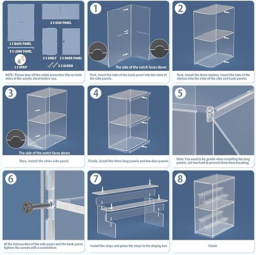 Miniatura 6 de Choowin Vitrina de acrílico transparente de 2 capas para coleccionables, mini figuras, Pop Mart, Labubu, Sonny Angel, Smiski  Caja de exhibición de