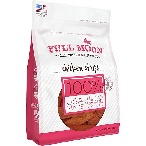 Full Moon Chicken Strips Healthy All Natural Dog Treats Human Grade Made in USA Grain Free 12 oz