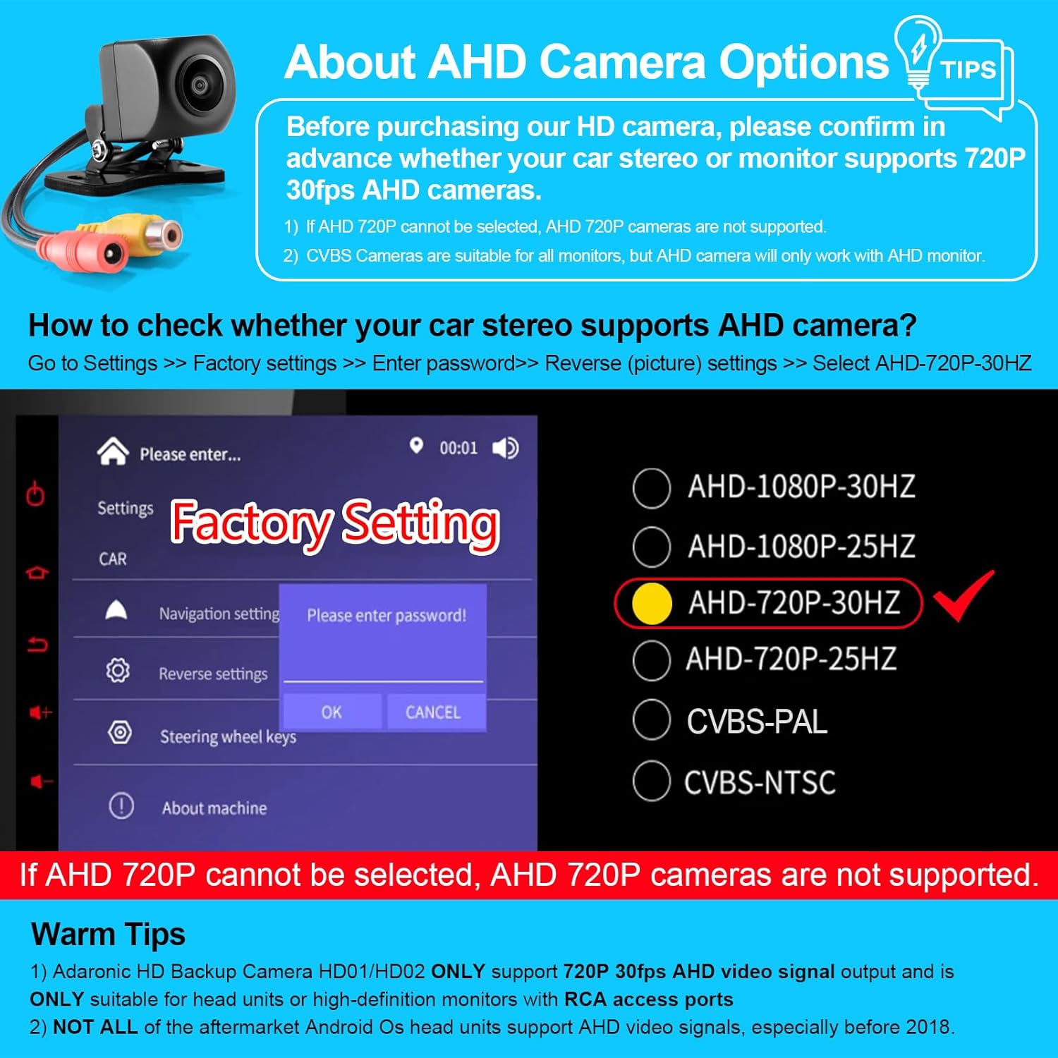 AHD Camera Compatibility Check