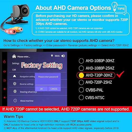 Miniatura 2 de Adaronic Cámara de respaldo  Cámara de visión trasera universal con visión súper nocturna  Cámara de estacionamiento inverso de ángulo de visión