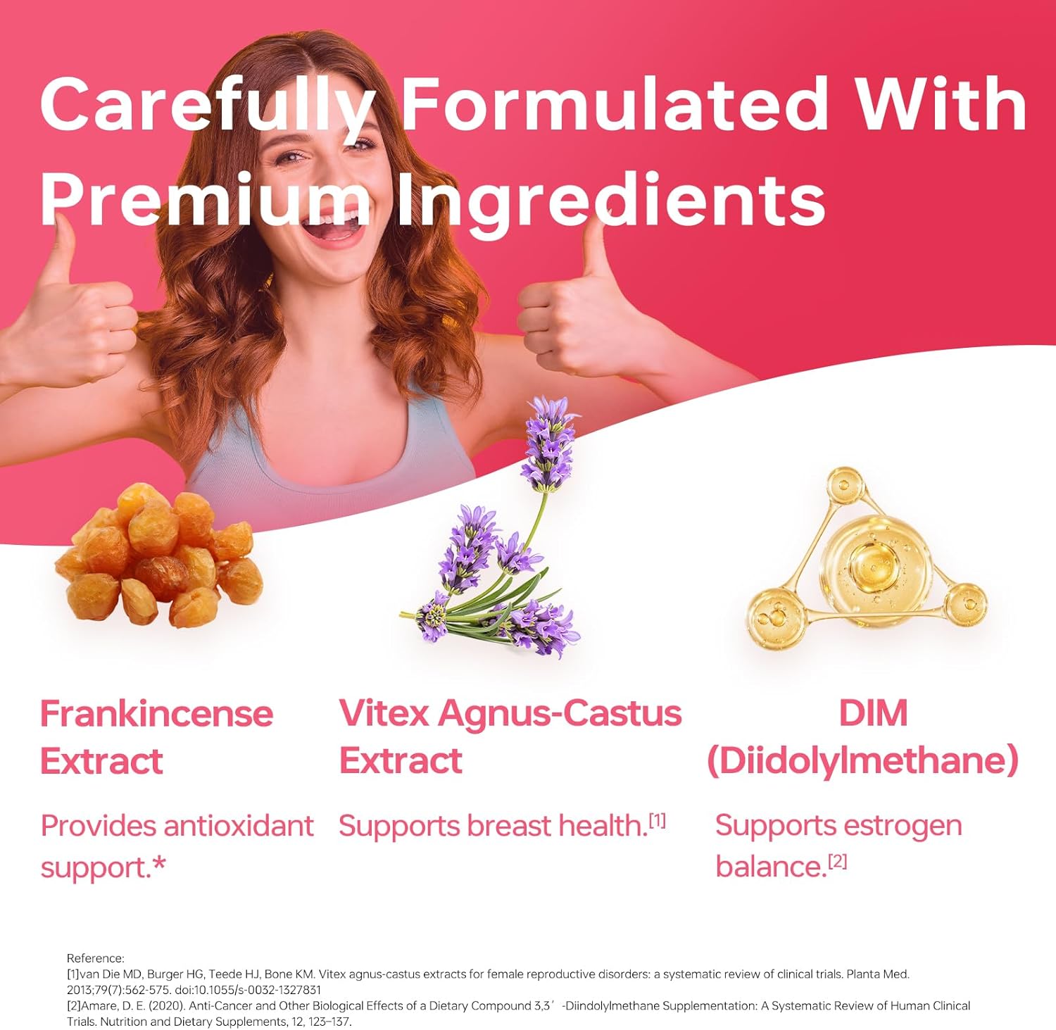 HUJ Breast Health - DIM Supplement - Contain Vitex Agnus-Castus, Flax Seed & Broccoli Seed Extract - Supports Hormonal Balance,Uterus & Ovaries Health - 60 Capsules - Image 4