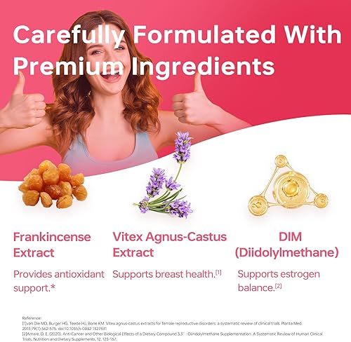 Miniatura 4 de HUJ Salud mamaria - Suplemento DIM - Contiene Vitex Agnus-Castus, semillas de lino y extracto de semilla de brócoli - Apoya el equilibrio hormonal,