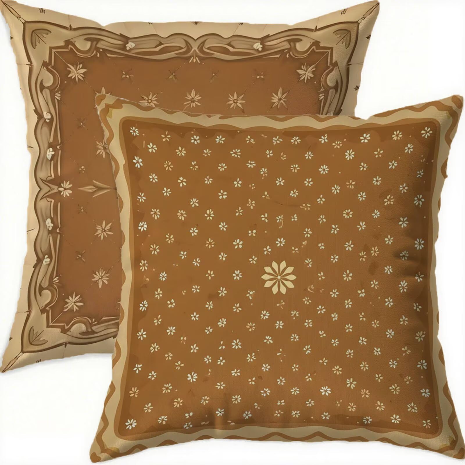 Lot de coussins canapé de velours brun 65x65cm pour une ambiance salon cosy