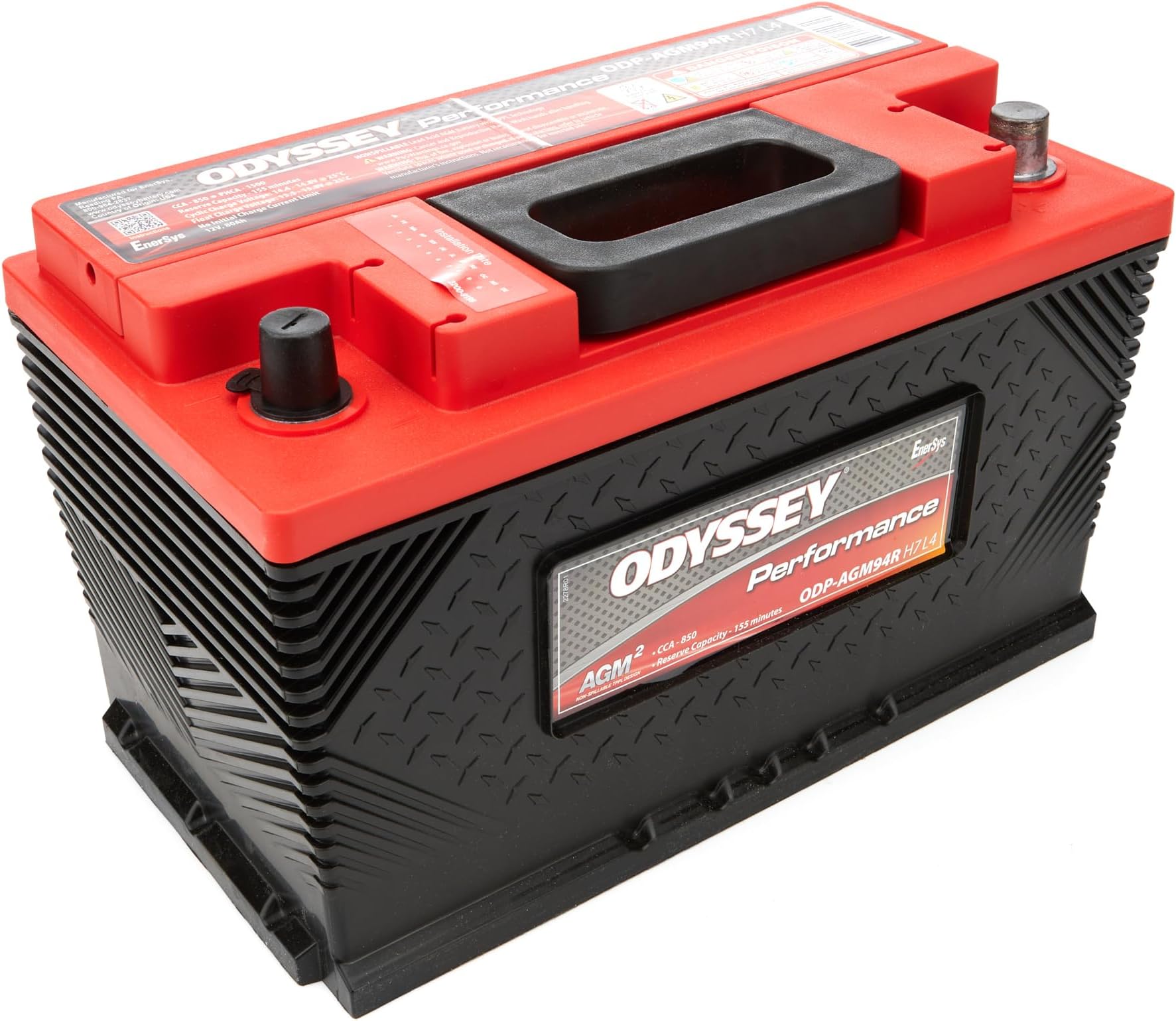 Battery, Performance Series, AGM, 12V, 850 Cranking amps, Top Post Terminals, 12.36 in L x 7.47 in H x 6.85 in W, Each