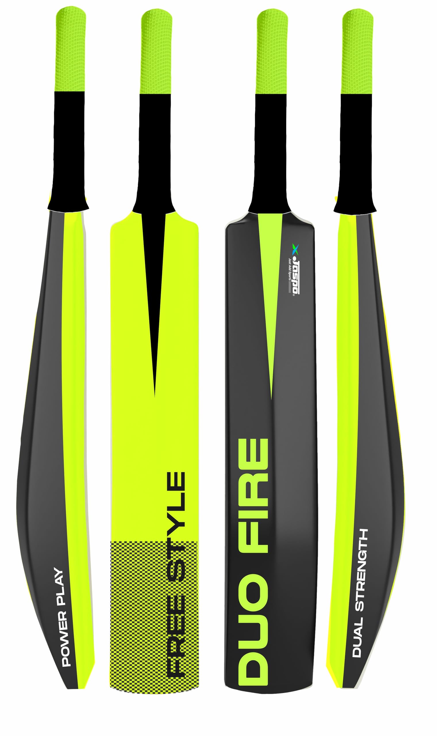 jaspo Duo-Fire Double Strength Turf Cricket bat, Newly launched Dual Color Cricket Tennis Plastic bat Size 34"X 4.5" for All Age Group (Black-Green)