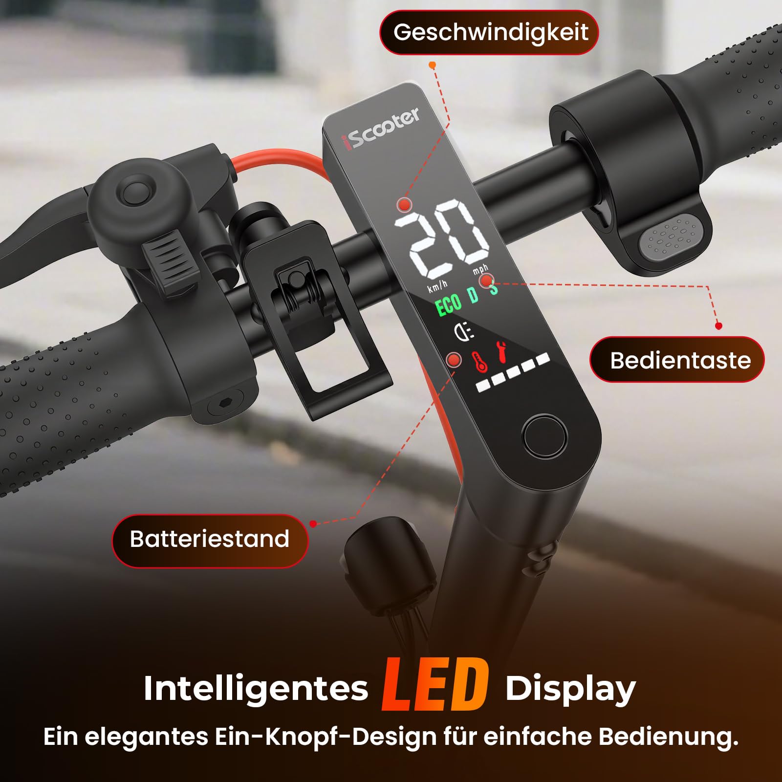Patinete electrónico con Permiso de circulación para Adultos con Control de aplicación Inteligente, Alcance máximo de 30 km, Abe Plegable con neumáticos de Aire de 10 Pulgadas, Scooter eléctrico máx
