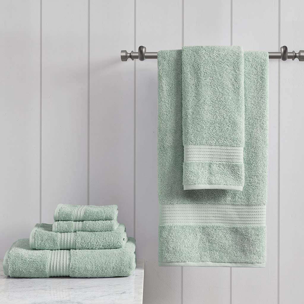 Madison Park Juego de Toallas de baño 100% algodón orgánico, Calidad de Hotel y SPA, Altamente absorbentes, de Secado rápido, Incluye para Ducha, Lavado de Manos y paño Facial, Varios tamaños, Espuma