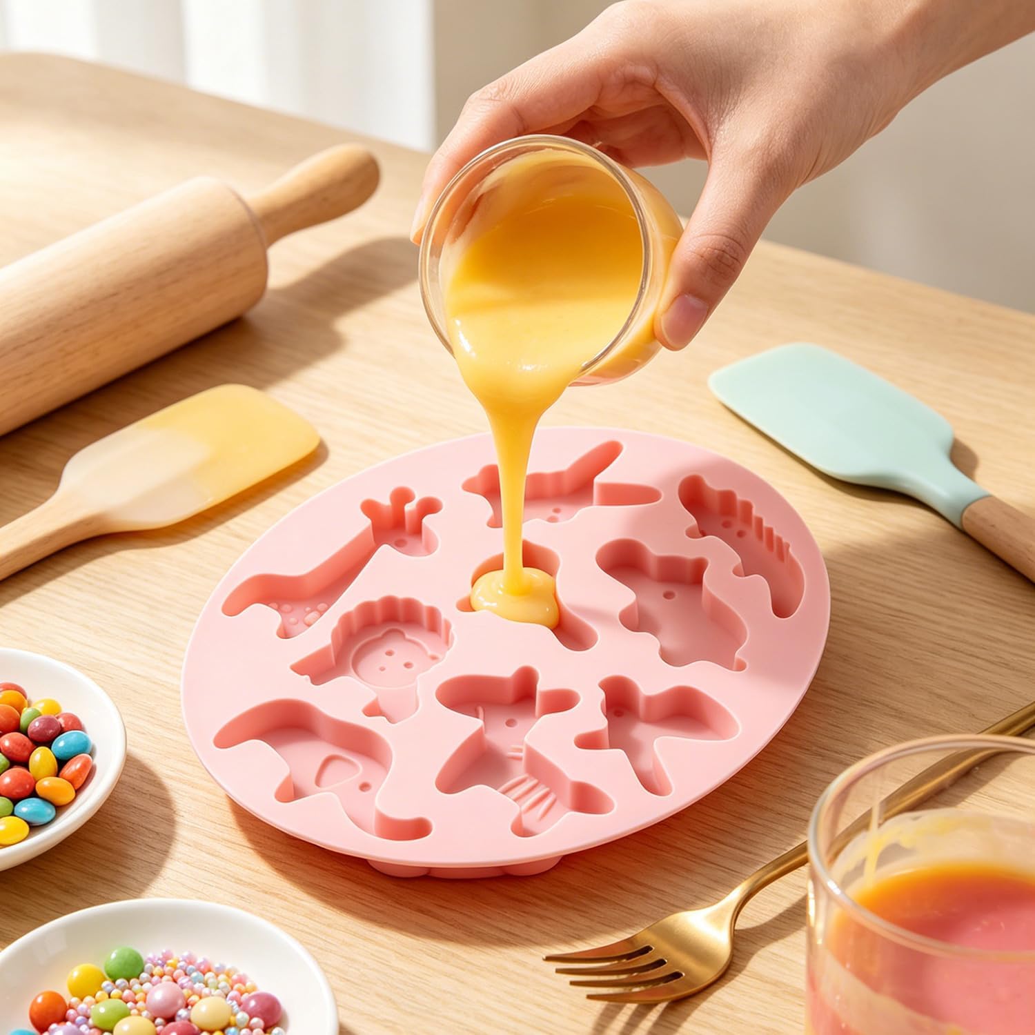 Jungle Animal Silicone Candy Molds Elephant Bird Rabbit Giraffe Mold For Candy Chocolate