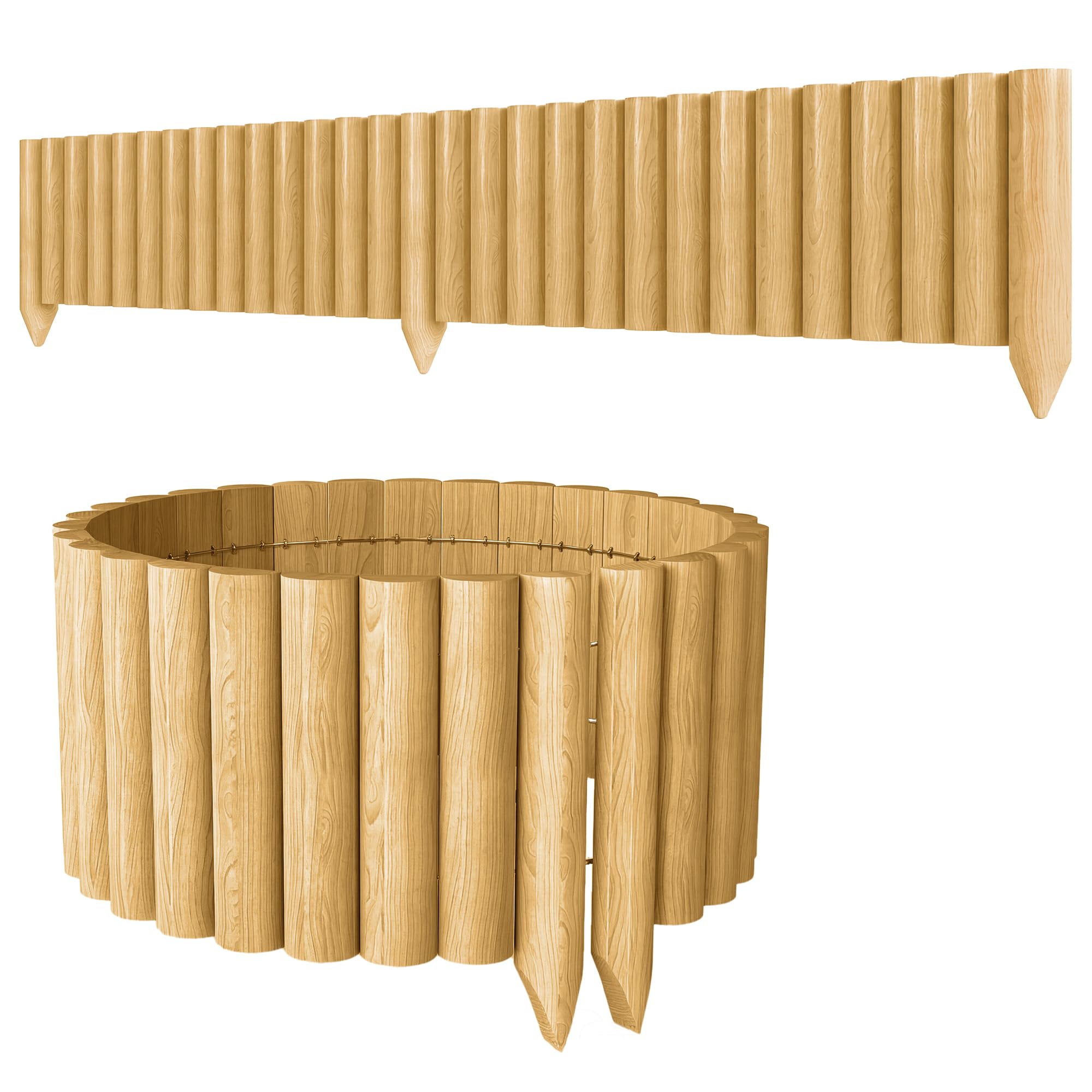 Outsunny Valla de Jardín de Madera 176x38 cm Barrera Natural | Resistente, Fácil de Instalar, Decorativa Exterior, Huerto, Patio, Terraza, Césped
