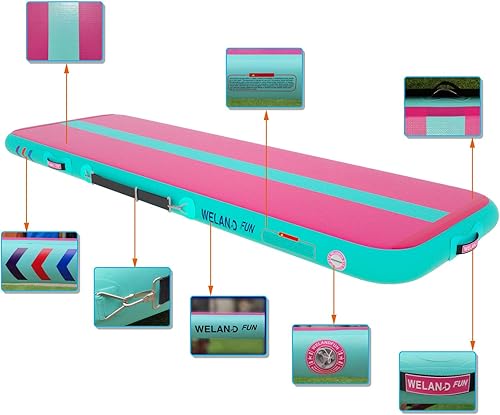 Miniatura 3 de WelandFun Colchoneta inflable de gimnasia de 10131620 pies de grosor para uso domésticogimnasioyogaentrenamientoanimadoraexteriorplayaparque con