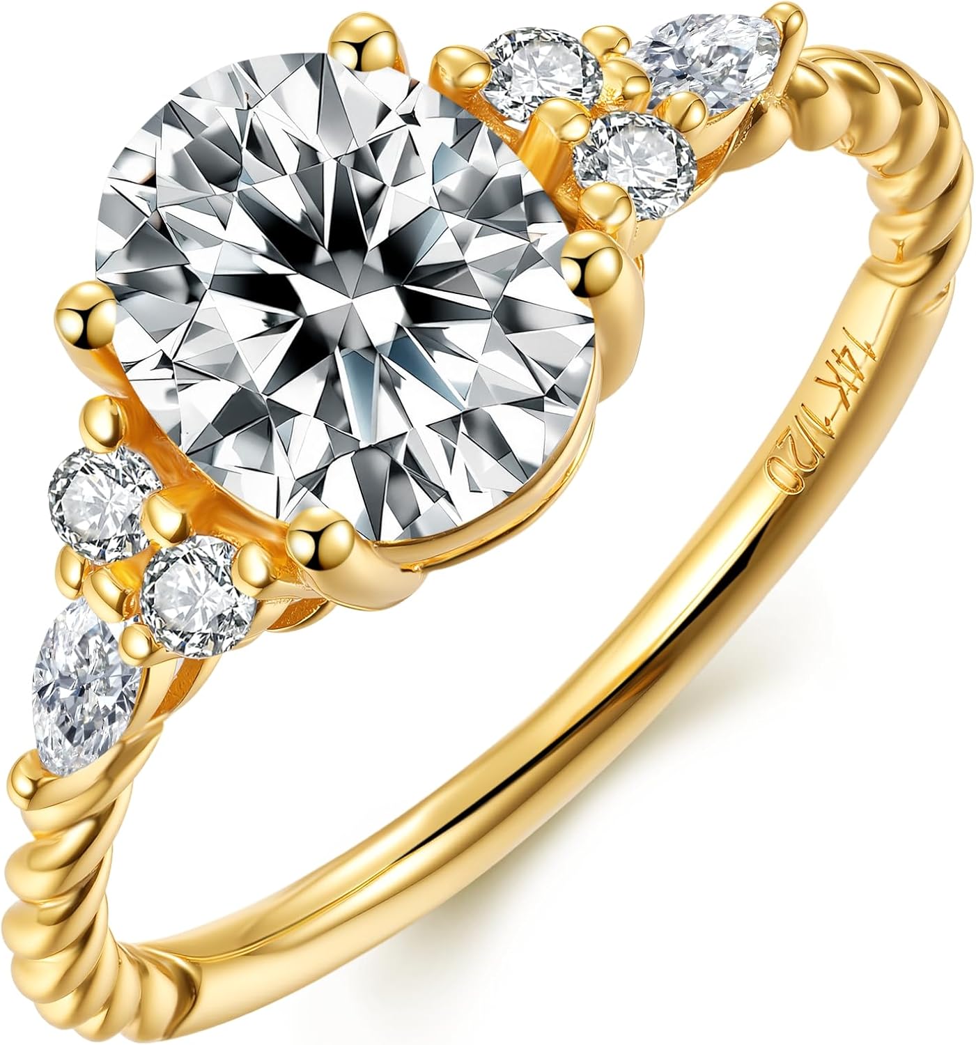 1.5CT/2CT Moissanite Engagement Ring for Women Oval Cut 14k Gold Vermeil Promise Rings for Her April Birthstone Valentine's Day Mother's Day Anniversary Christmas Size 5 to 12