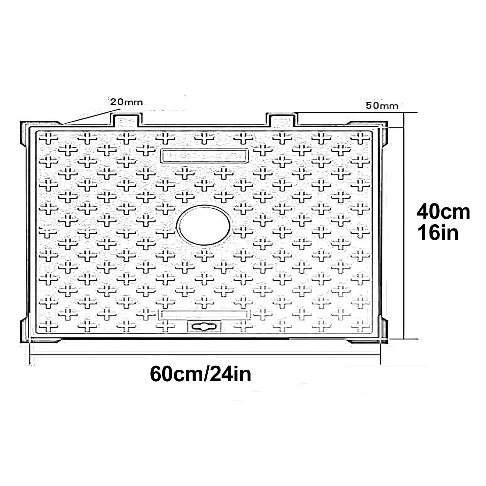 Piastra per fogna quadrata in metallo resistente, coperchio di ispezione per cortile, marciapiede, vialetto