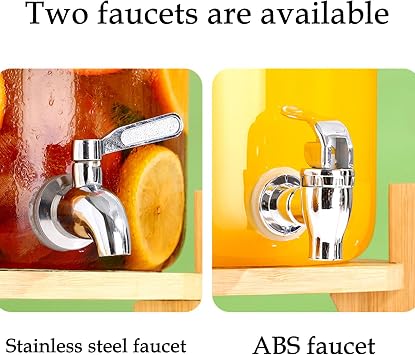 Glass Drink Dispenser,Glass Drink Dispenser with Lid,Drink Dispenser with Tap,Water Drink Dispenser,Glass Drink Dispenser for Party,Drink Dispenser for Refrigerator,stainless steel faucet,4L [Energy Class A]