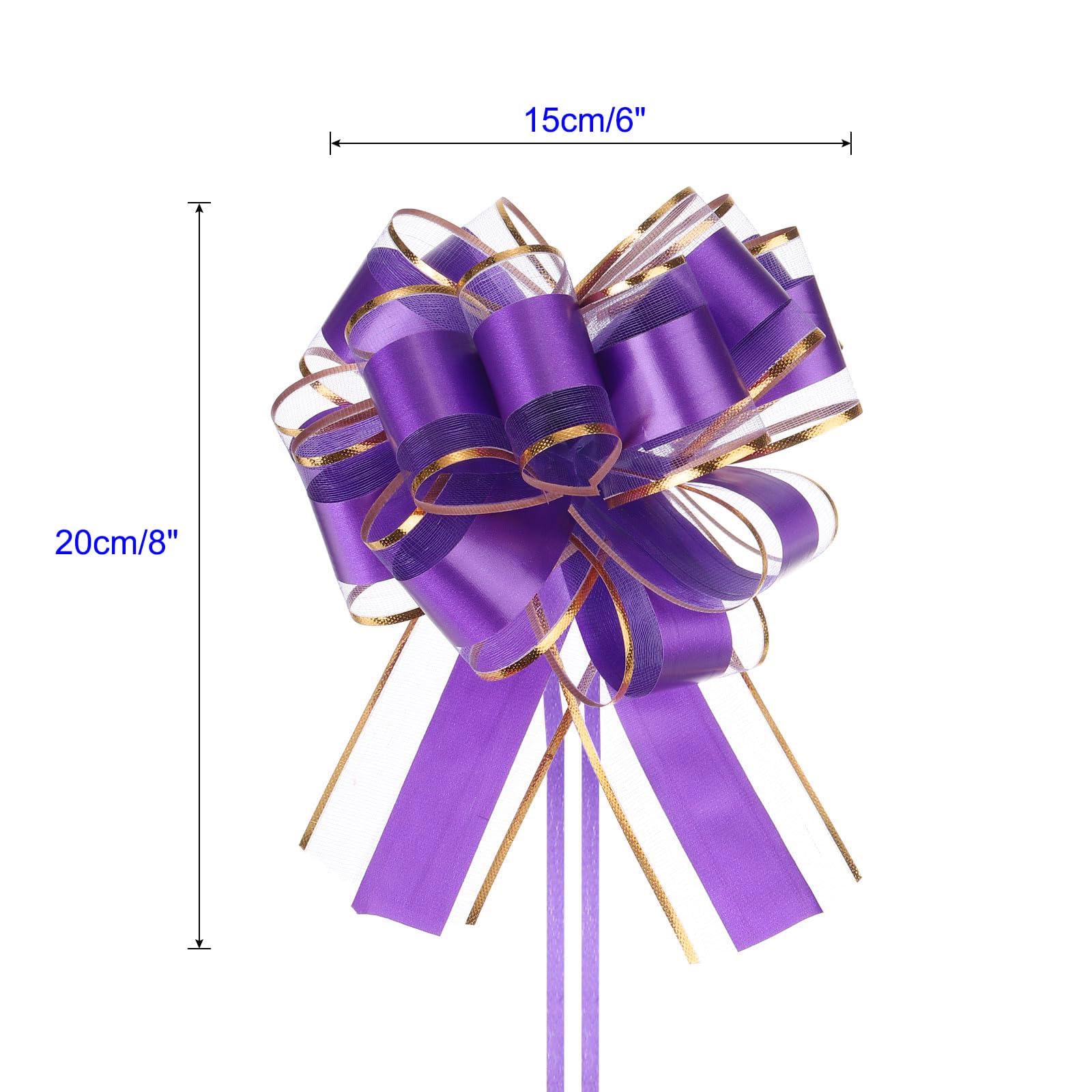 MACHSWON 10pcs 6 Inch Purple Pull Bows with Gold Edge Ribbon Large Gift Bows for Valentine's Day Xmas Holiday Decoration Baskets Gift Wrapping - Image 2