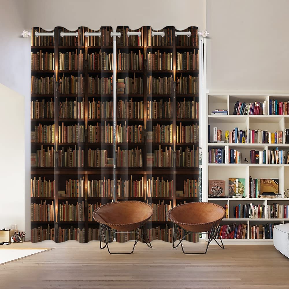 Vintage biblioteka regał na książki zestaw zasłon okiennych klasyczne zachodnie książki design edukacyjne zasłony dla dzieci retro regał motyw idealny do gabinetu lub klasy dekoracja zasłony